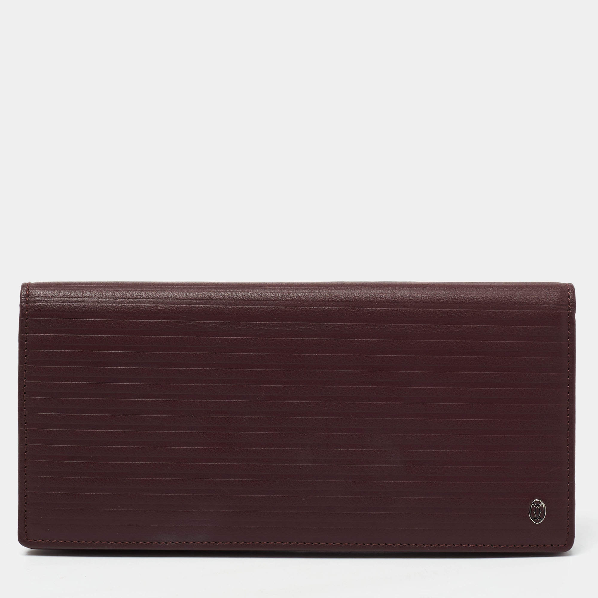 Pre Owned Cartier Burgundy Leather Pasha De Cartier Continental Wallet