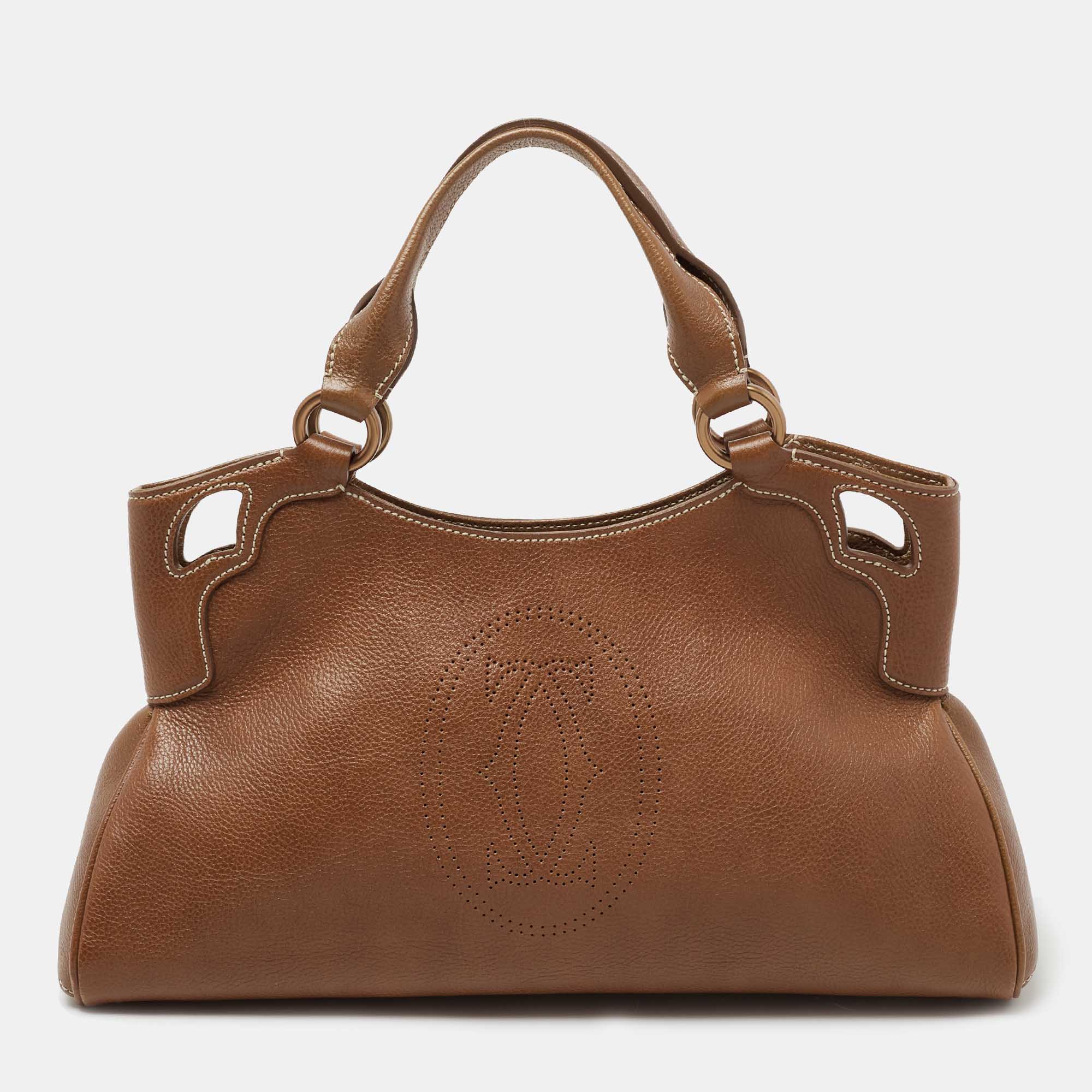 مملوكة مسبقًا Cartier Brown Leather Medium Marcello de Cartier Bag