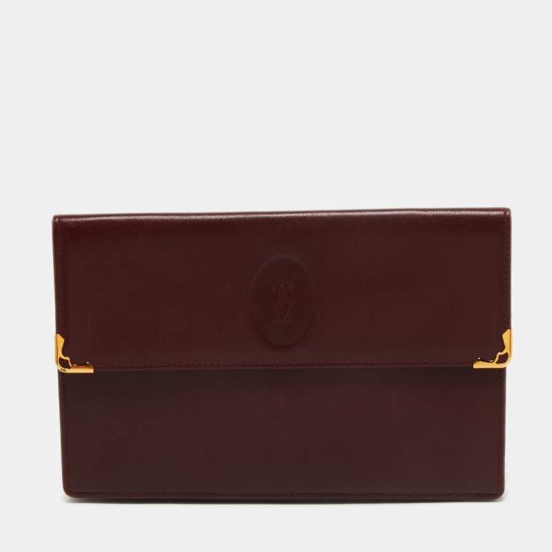 Pre Owned Cartier Maroon Leather Must Line Waist Bag