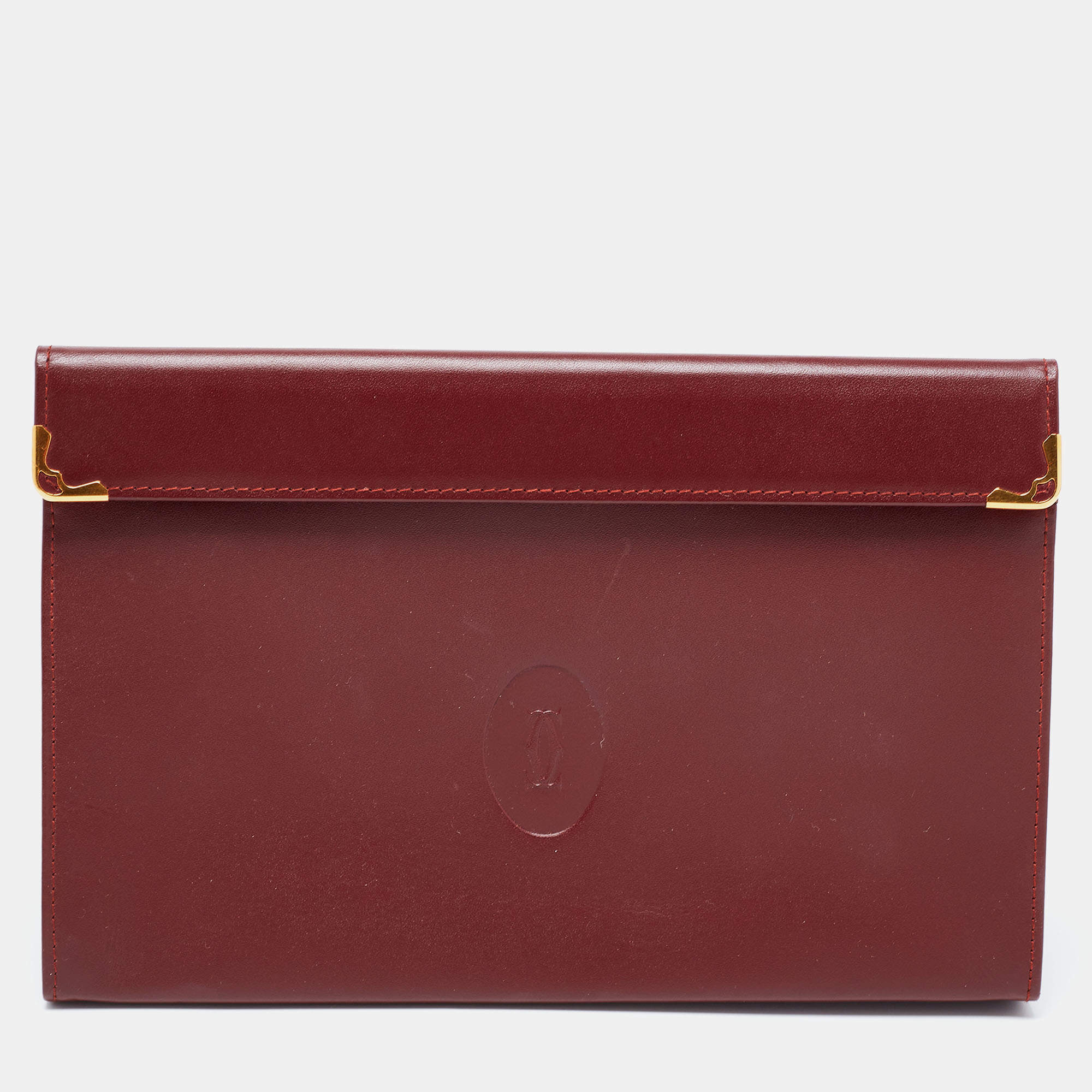 Cartier Burgundy Leather Must De Cartier Pouch