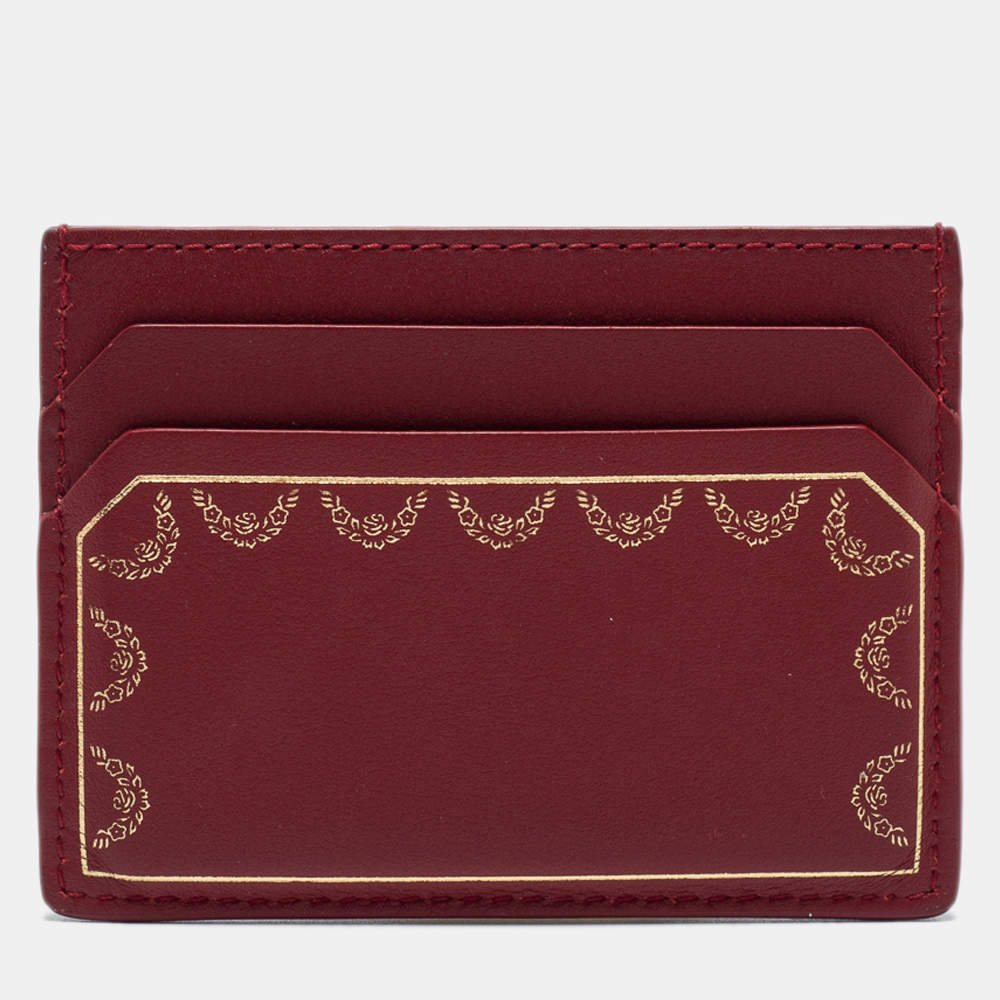 Pre Owned Cartier Red Leather Guirlande de Cartier Card Holder