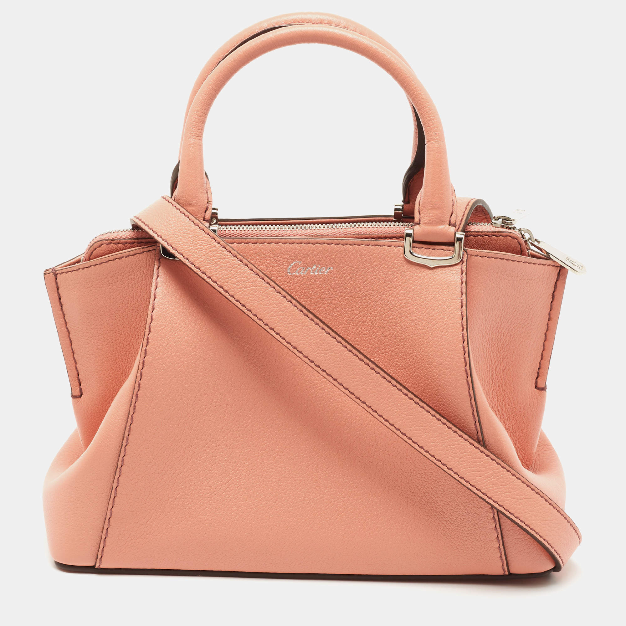 Cartier Peach Leather Mini C de Cartier Satchel