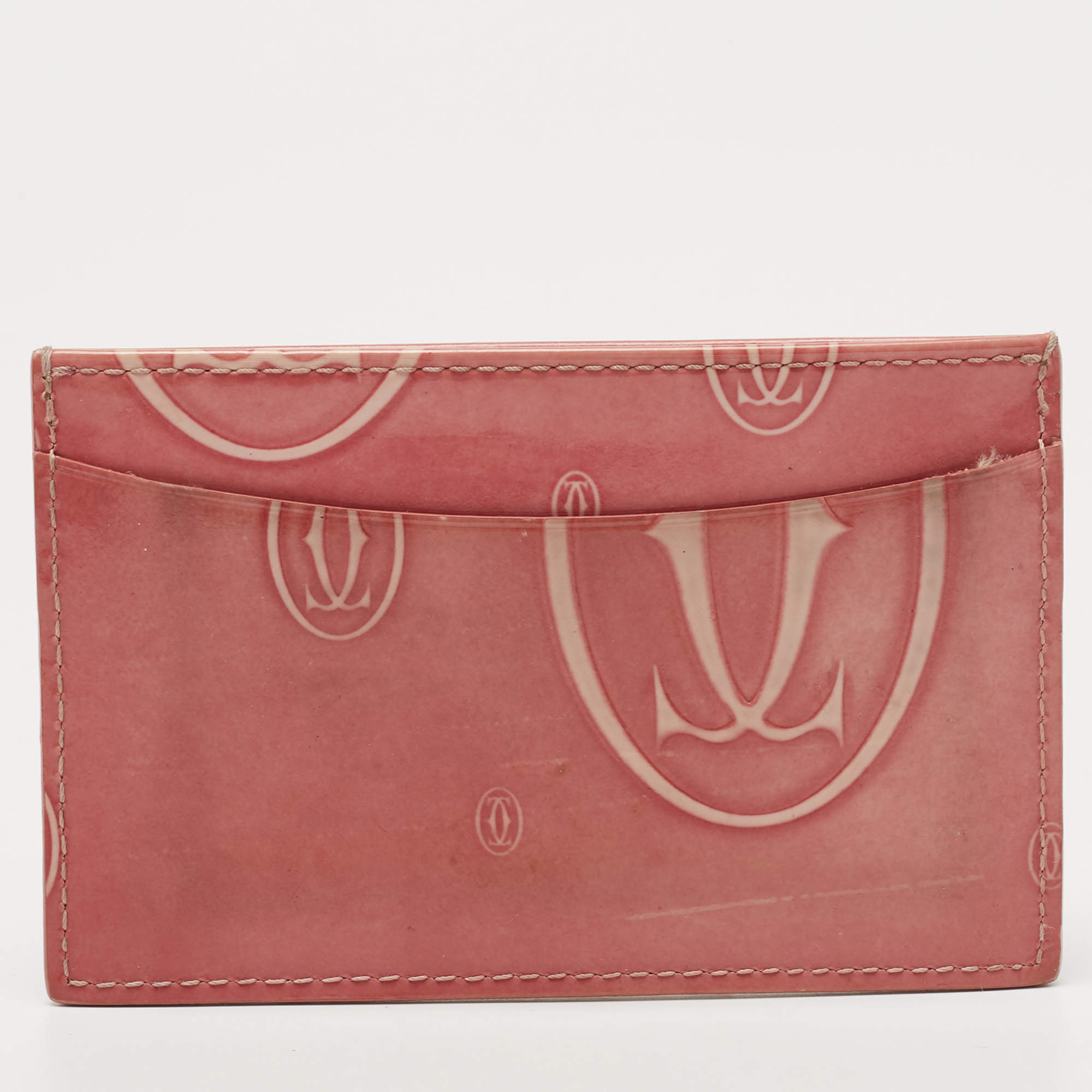 Pre Owned Cartier Pink Patent Leather Happy Birthday Card Holder