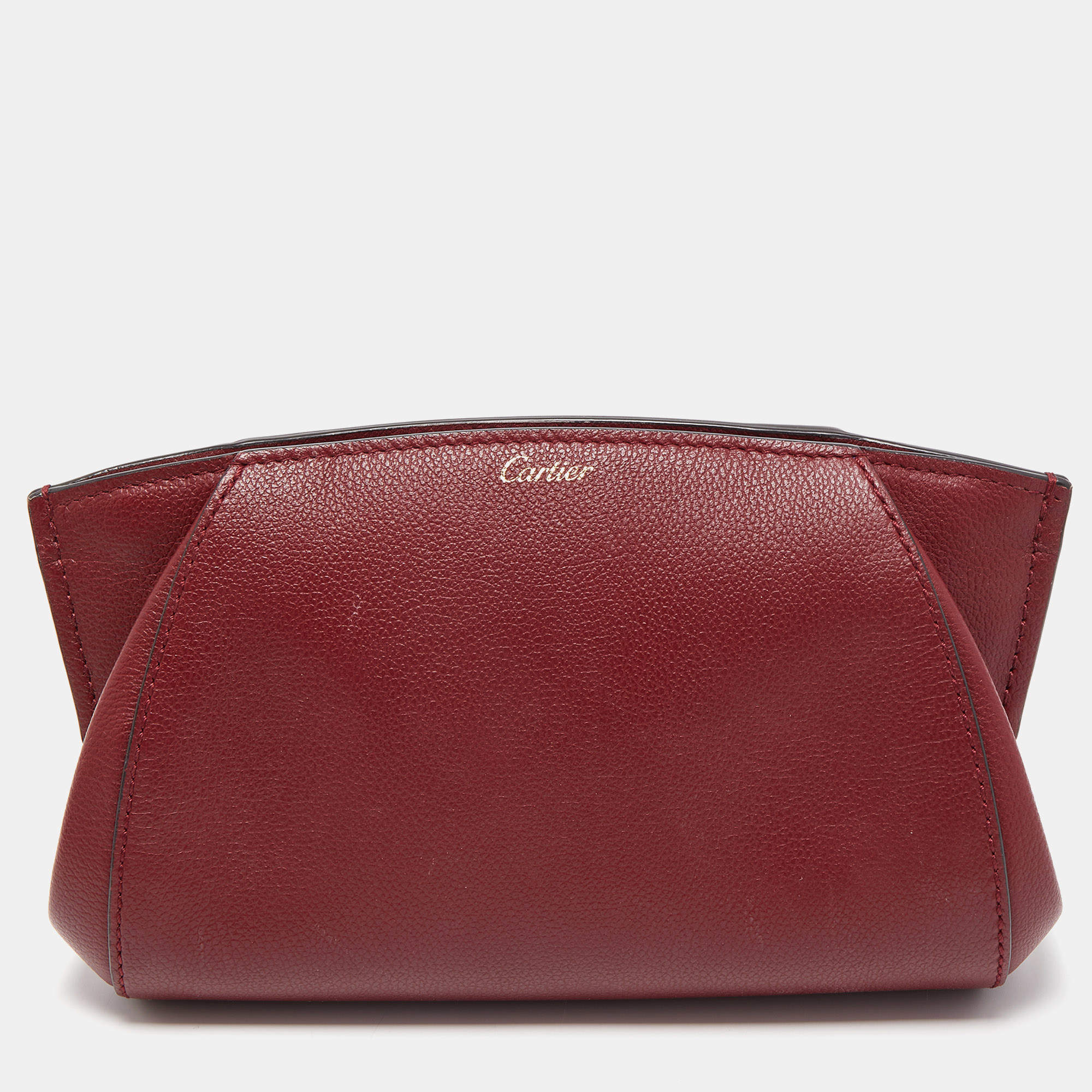 Pre Owned Cartier Red Leather C De Cartier Clutch