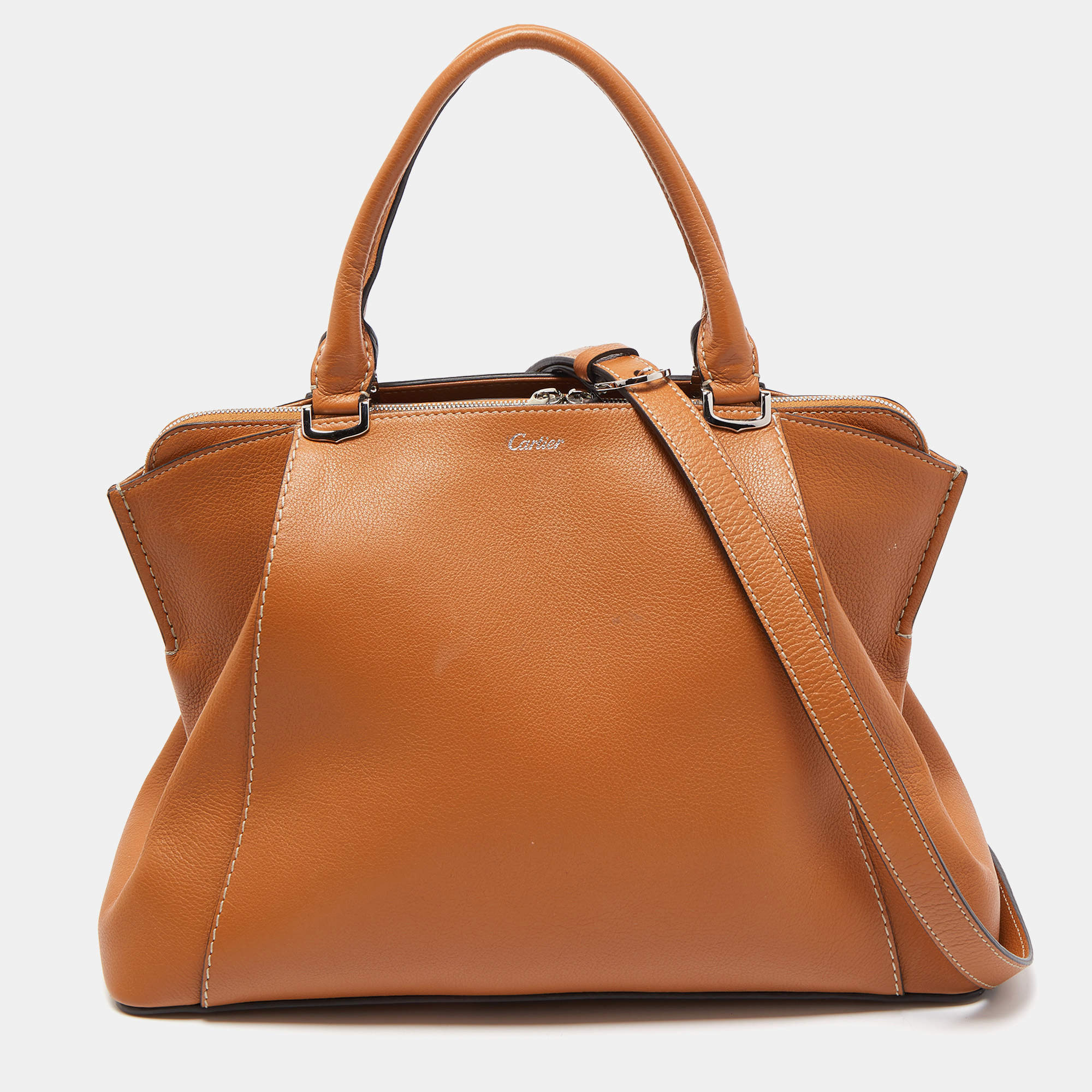 Cartier Tan Leather C de Cartier Bag