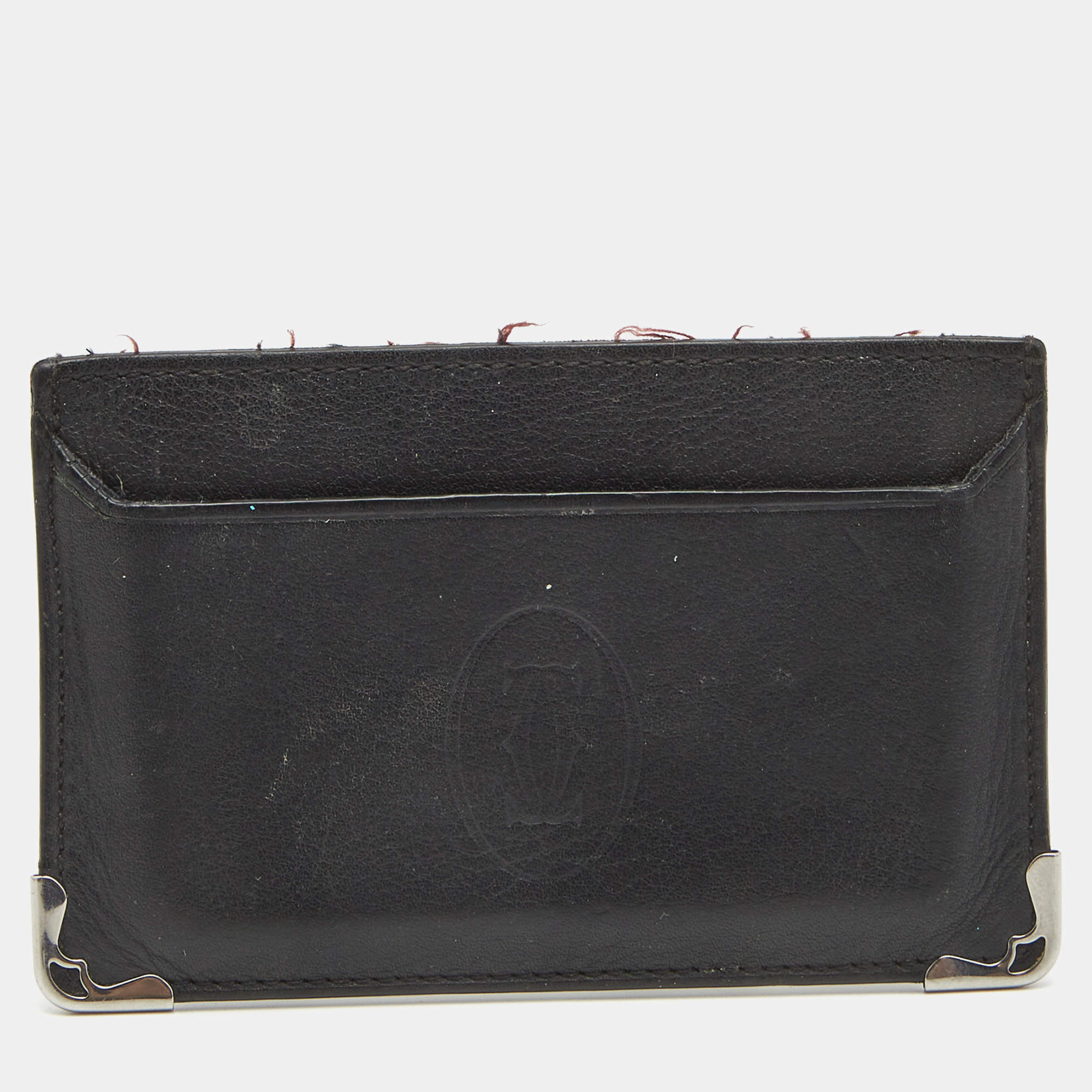 Pre Owned Cartier Black Leather Must de Cartier Cardholder 
