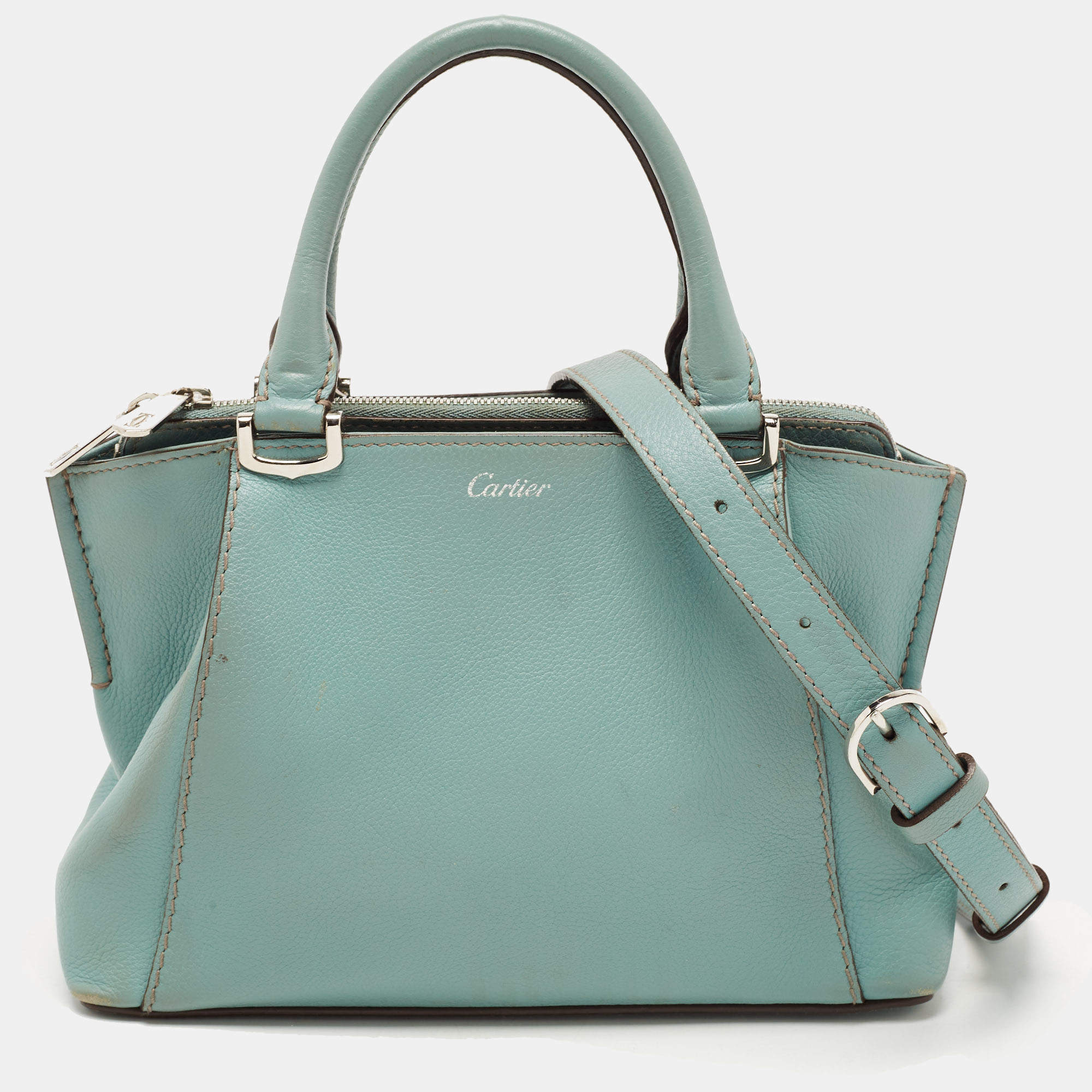 Cartier Mint Green Leather Mini C de Cartier Satchel