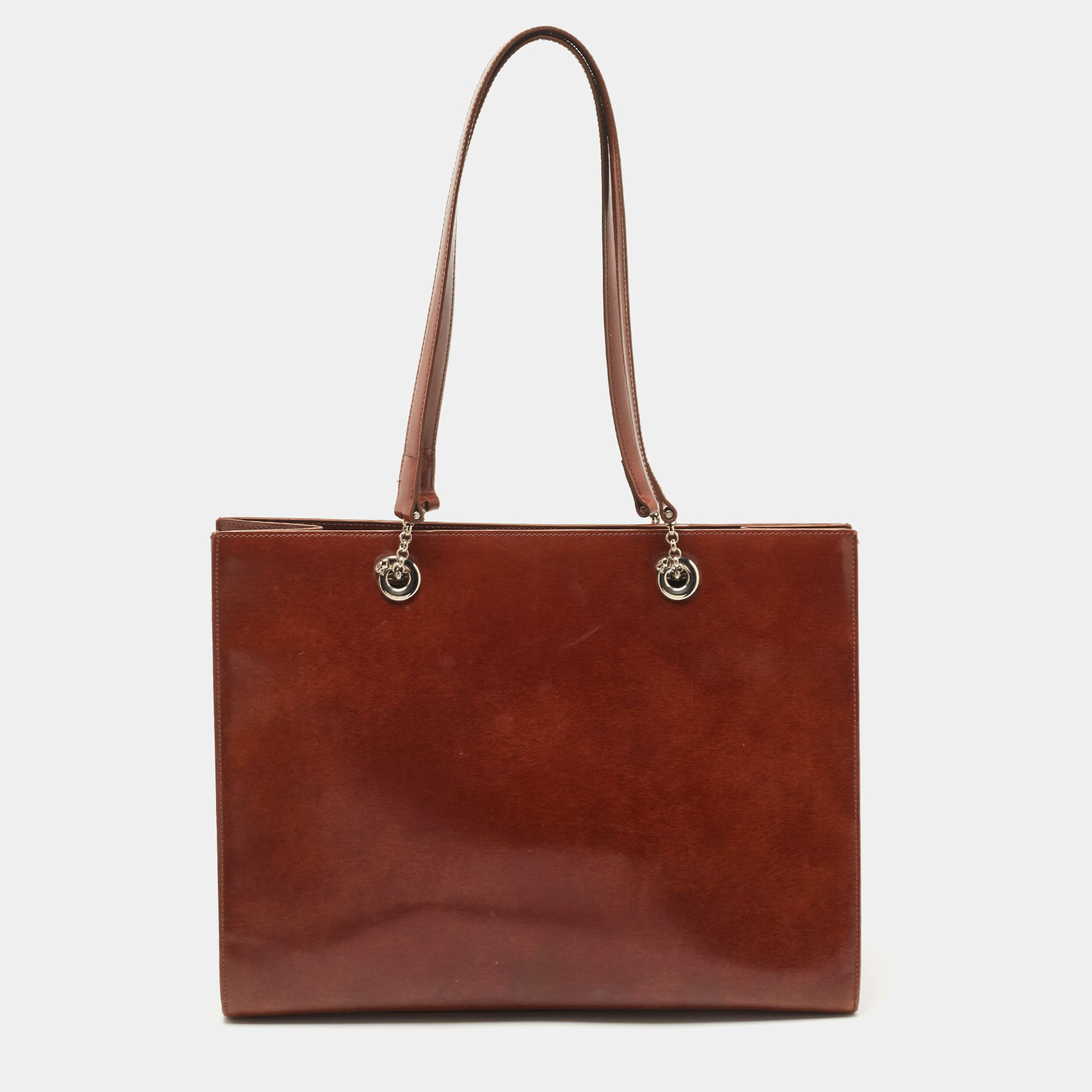 Cartier Brown Gloss Leather Panther Tote