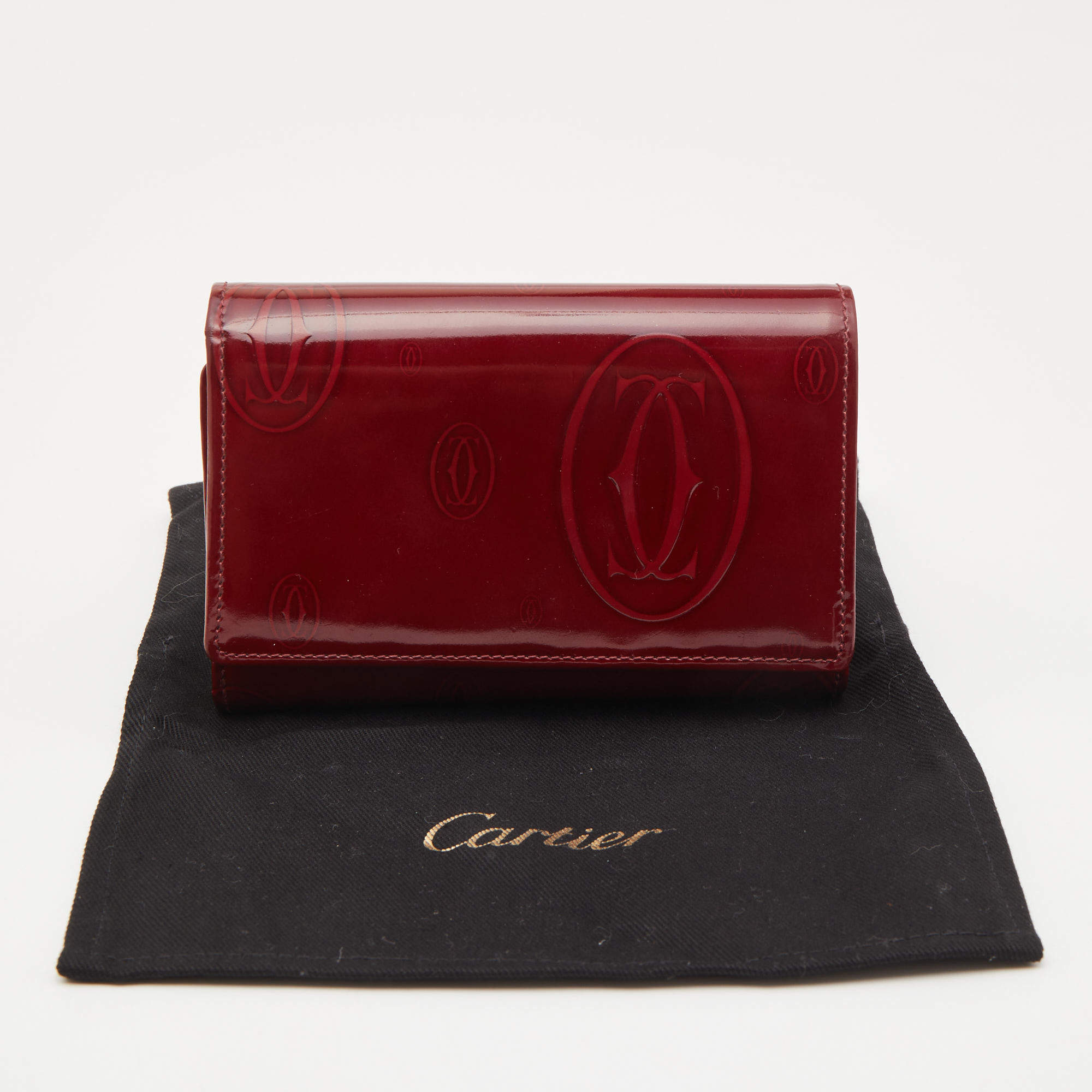 Cartier Maroon Patent Leather Happy Birthday Card Holder Cartier