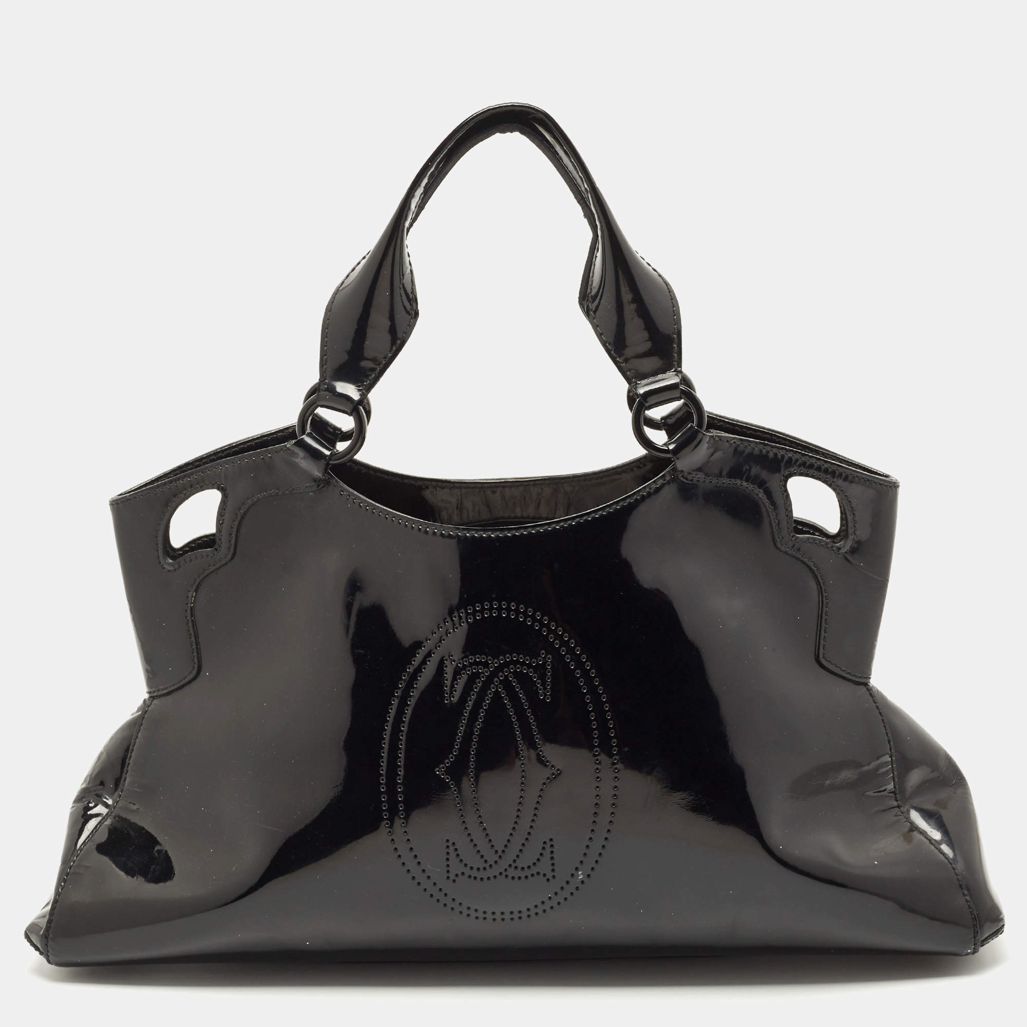 Pre Owned Cartier Black Patent Leather Medium Marcello de Cartier Bag