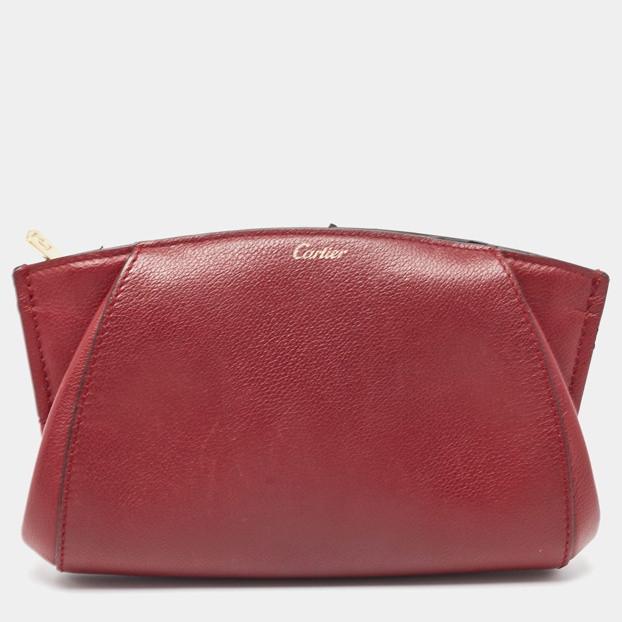Pre Owned Cartier Red Leather C De Cartier Clutch