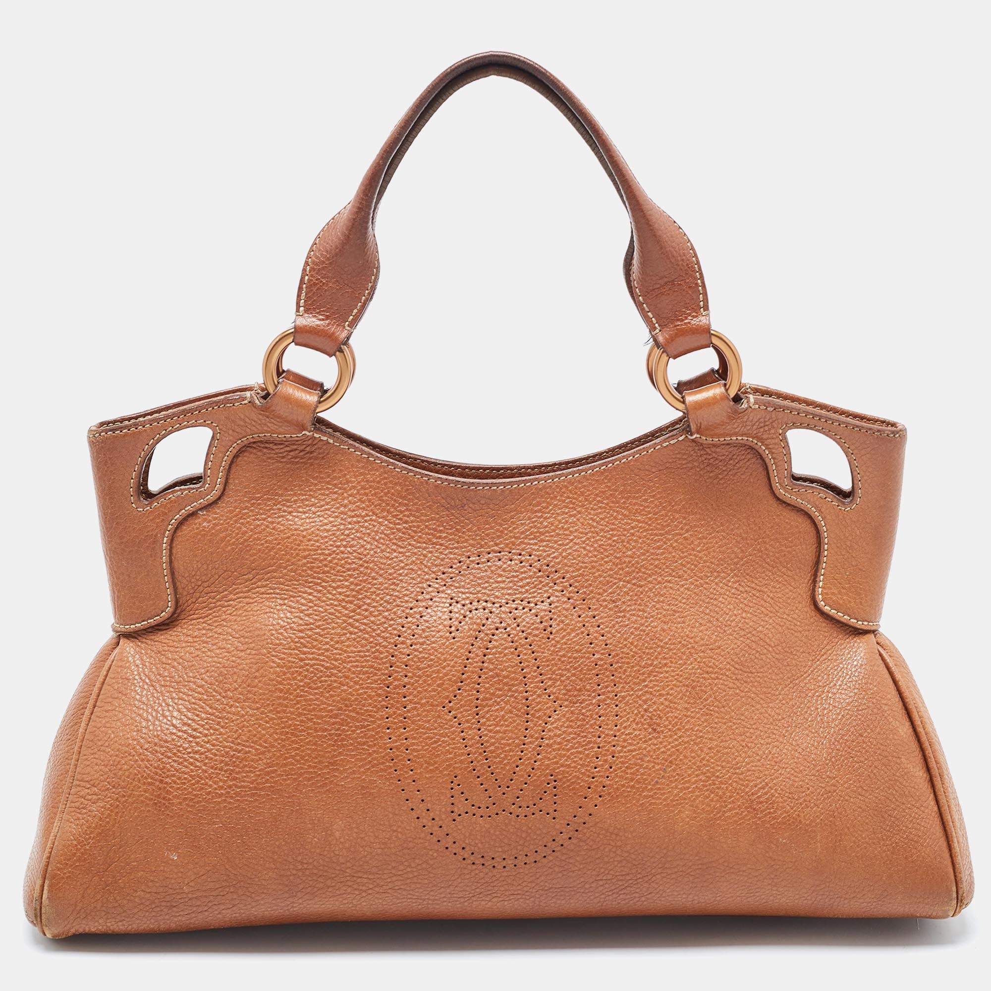 Pre Owned Cartier Brown Leather Small Marcello De Cartier Tote