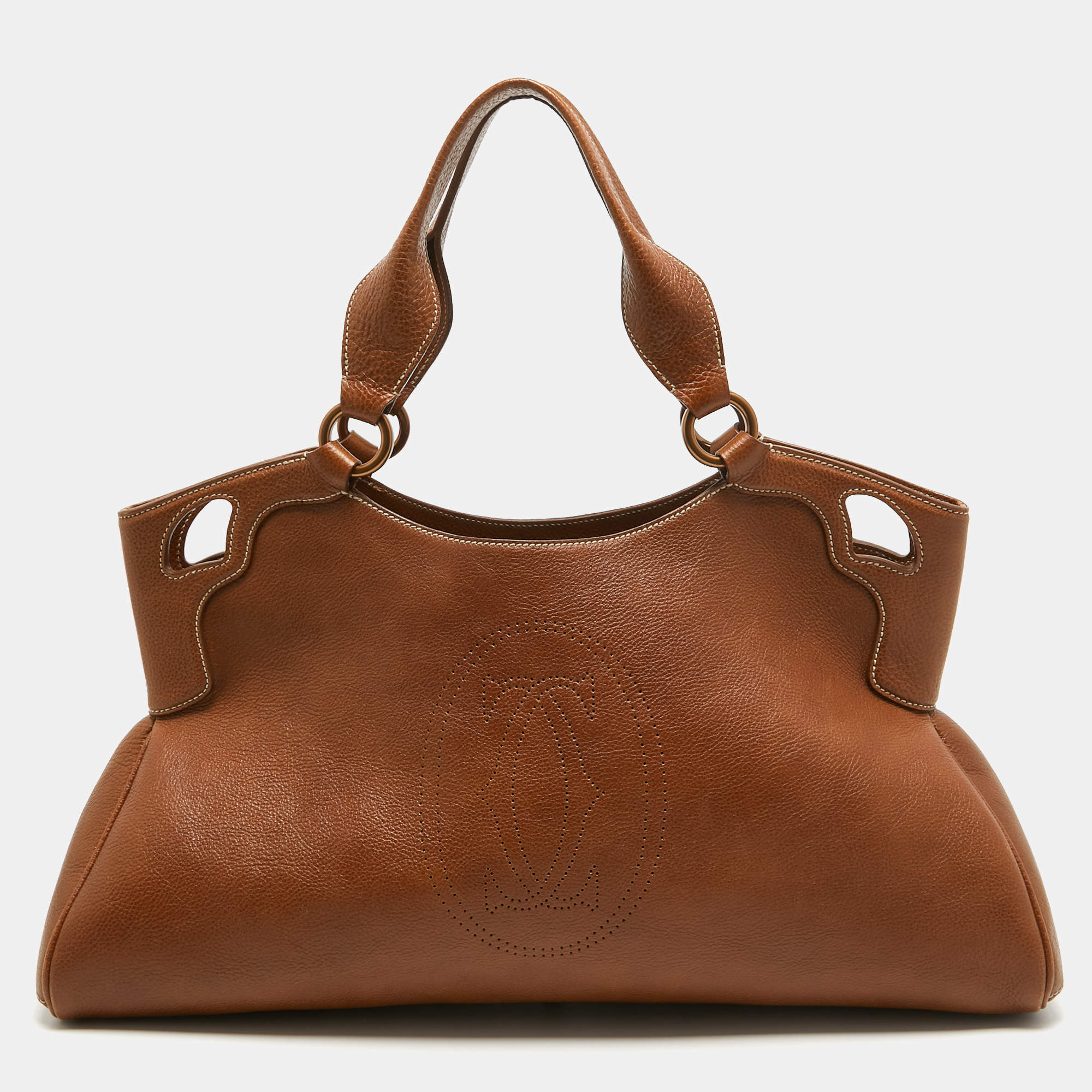 Pre Owned Cartier Brown Leather Medium Marcello de Cartier Bag