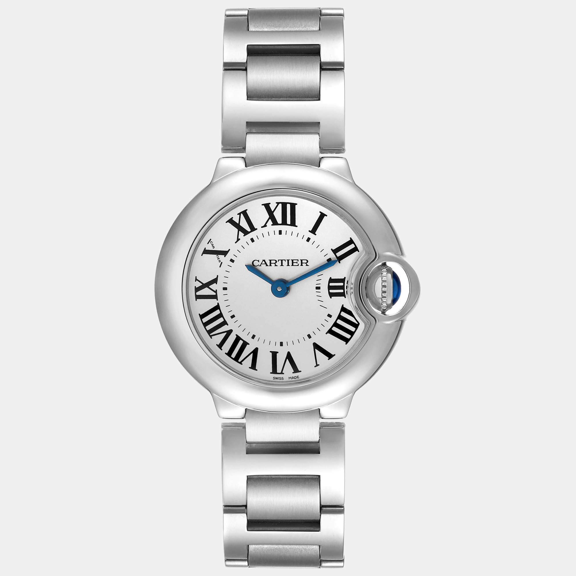 Cartier Ballon Bleu Silver Dial Quartz Steel Ladies Watch  28.0 mm