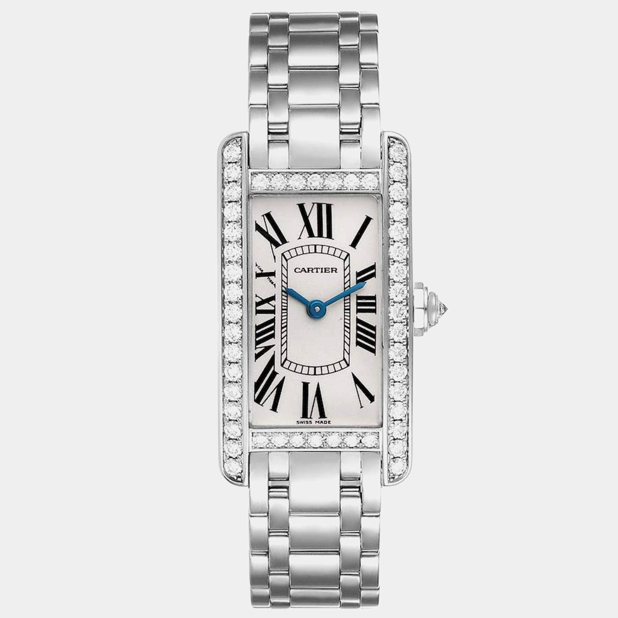 Cartier Tank Americaine White Gold Diamond Ladies Watch 19.0 mm