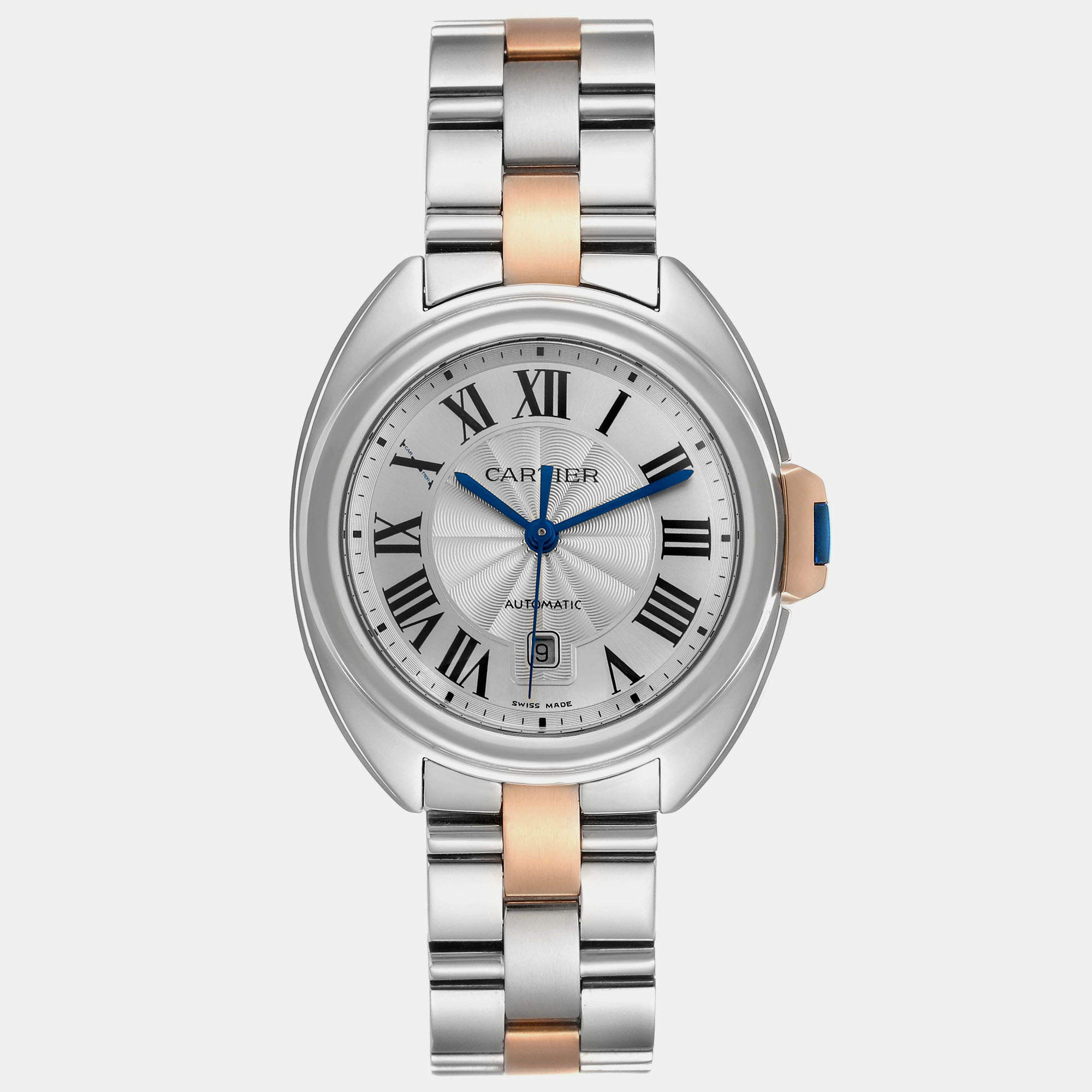 Cartier Silver 18k Rose Gold Stainless Steel Cle de Cartier W2CL0004 Automatic Women's Wristwatch 31 mm