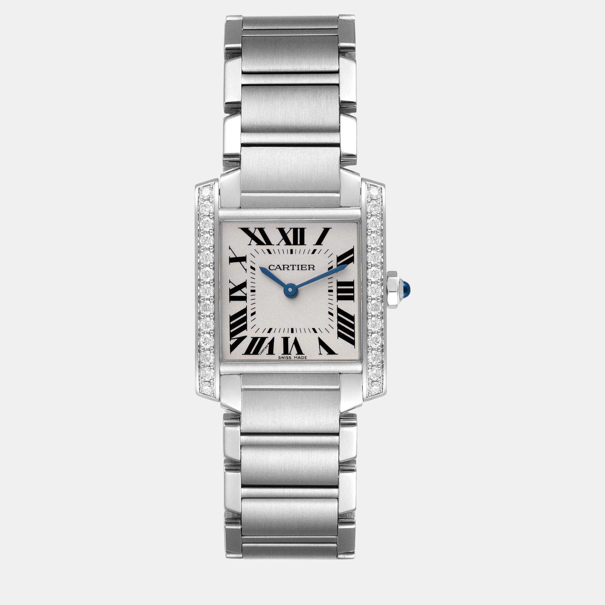 Cartier Tank Francaise Midsize Diamond Steel Ladies Watch 25.0 mm