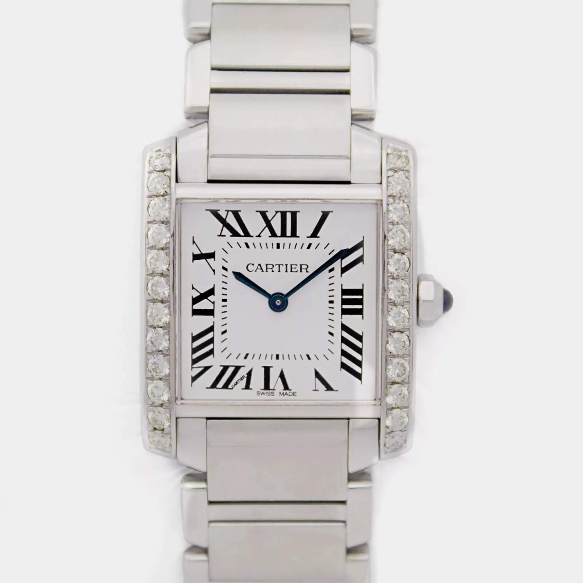 Cartier Customised White Diamond Stainless Steel  2301 Quartz Women's Wristwatch 25mm