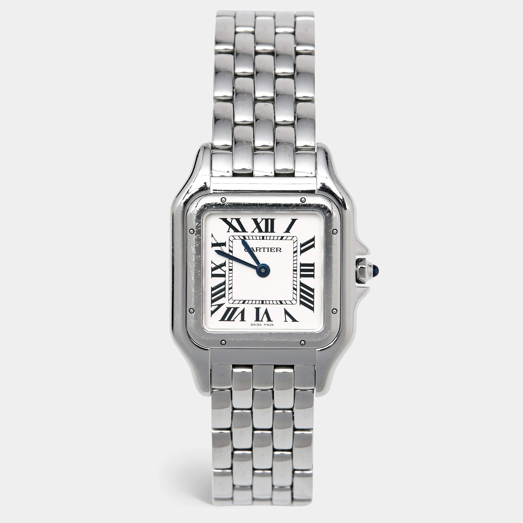 Pre Owned Cartier Silver Stainless Steel Panthere WSPN0007 Women's Wristwatch 26 mm