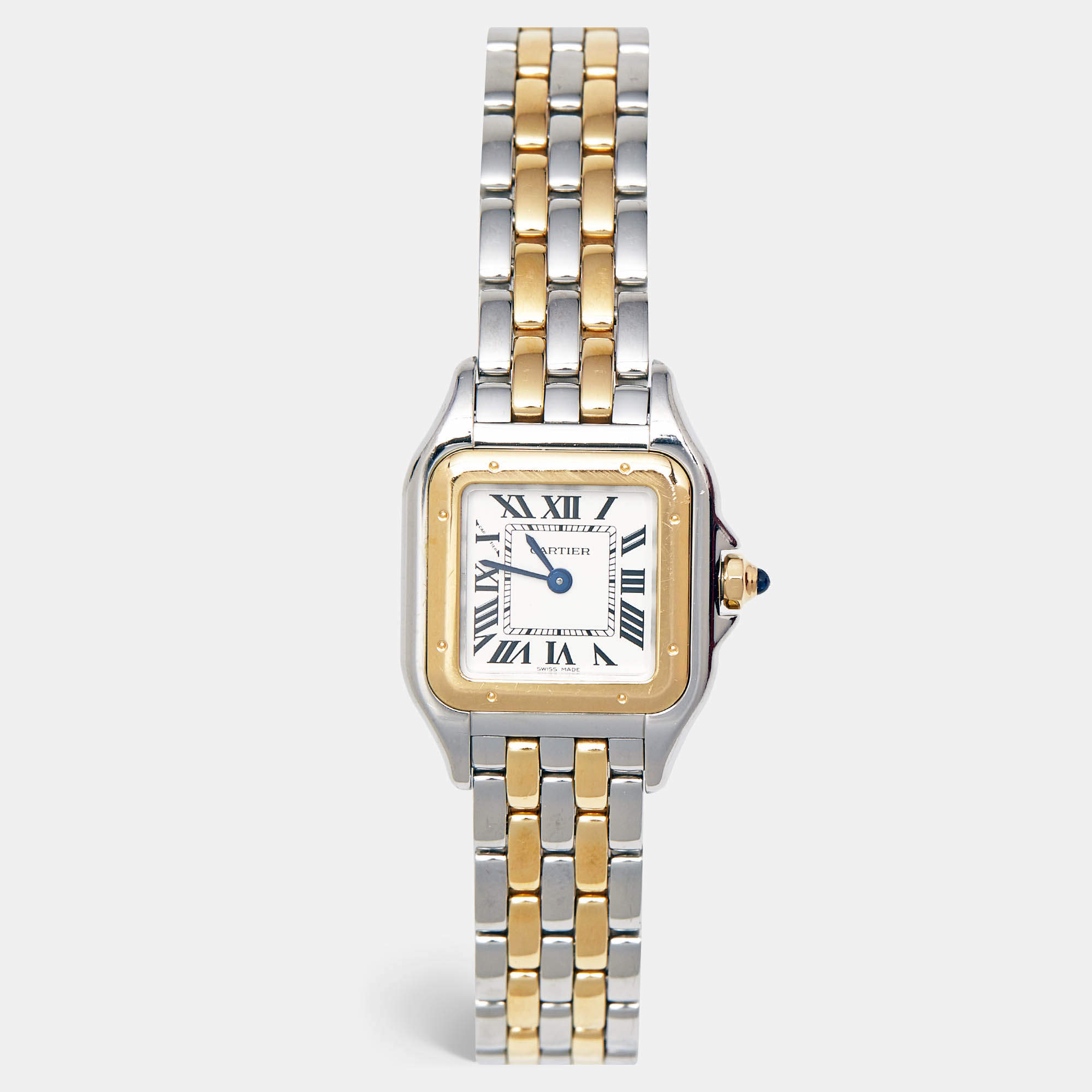 Pre Owned Cartier Silver 18k Yellow Gold Stainless Steel Panthère de Cartier W2PN0006 Women's Wristwatch 22 mm