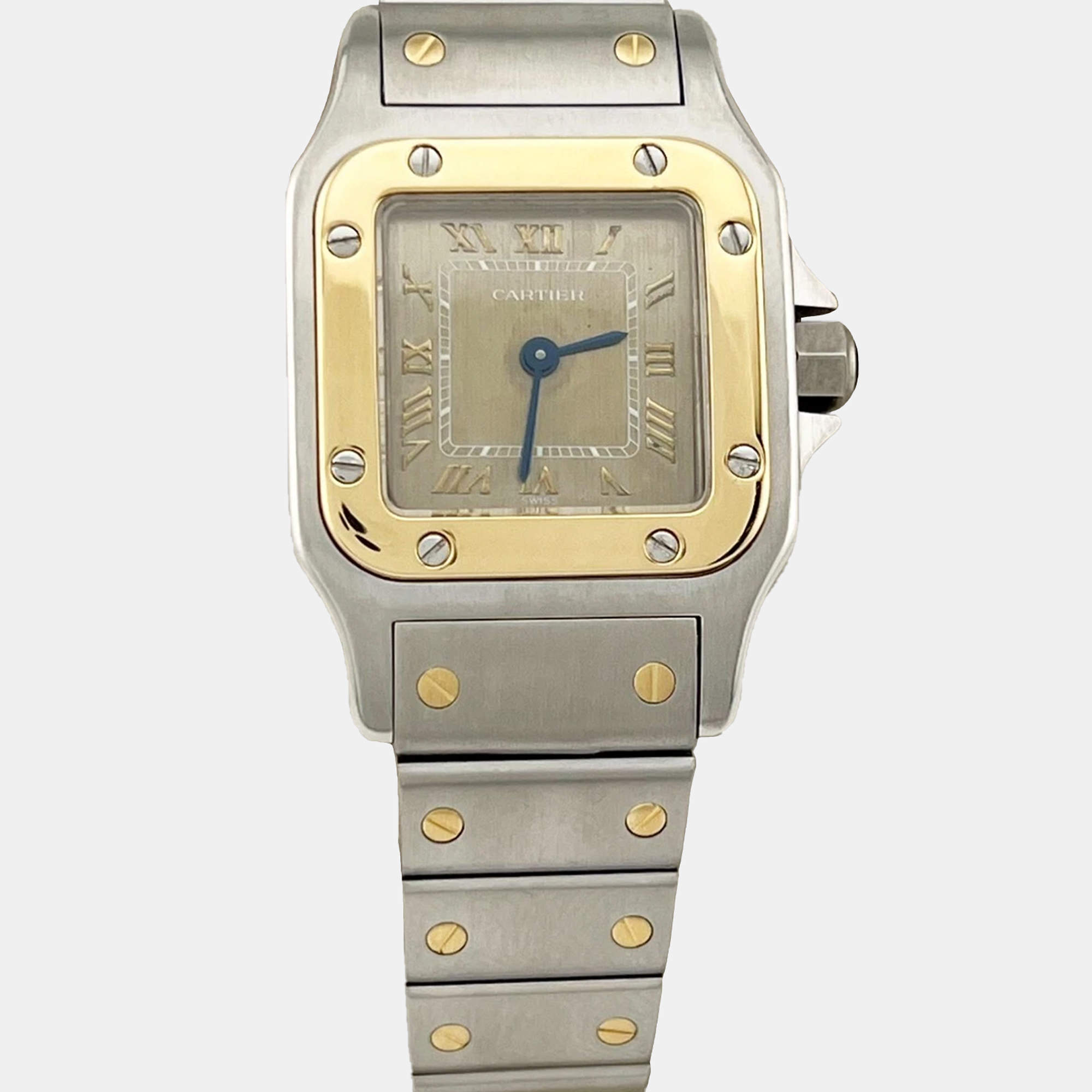 Cartier Bronze 18k Yellow Gold Stainless Steel Santos Galbee 1567 Quartz Women's Wristwatch 24 mm