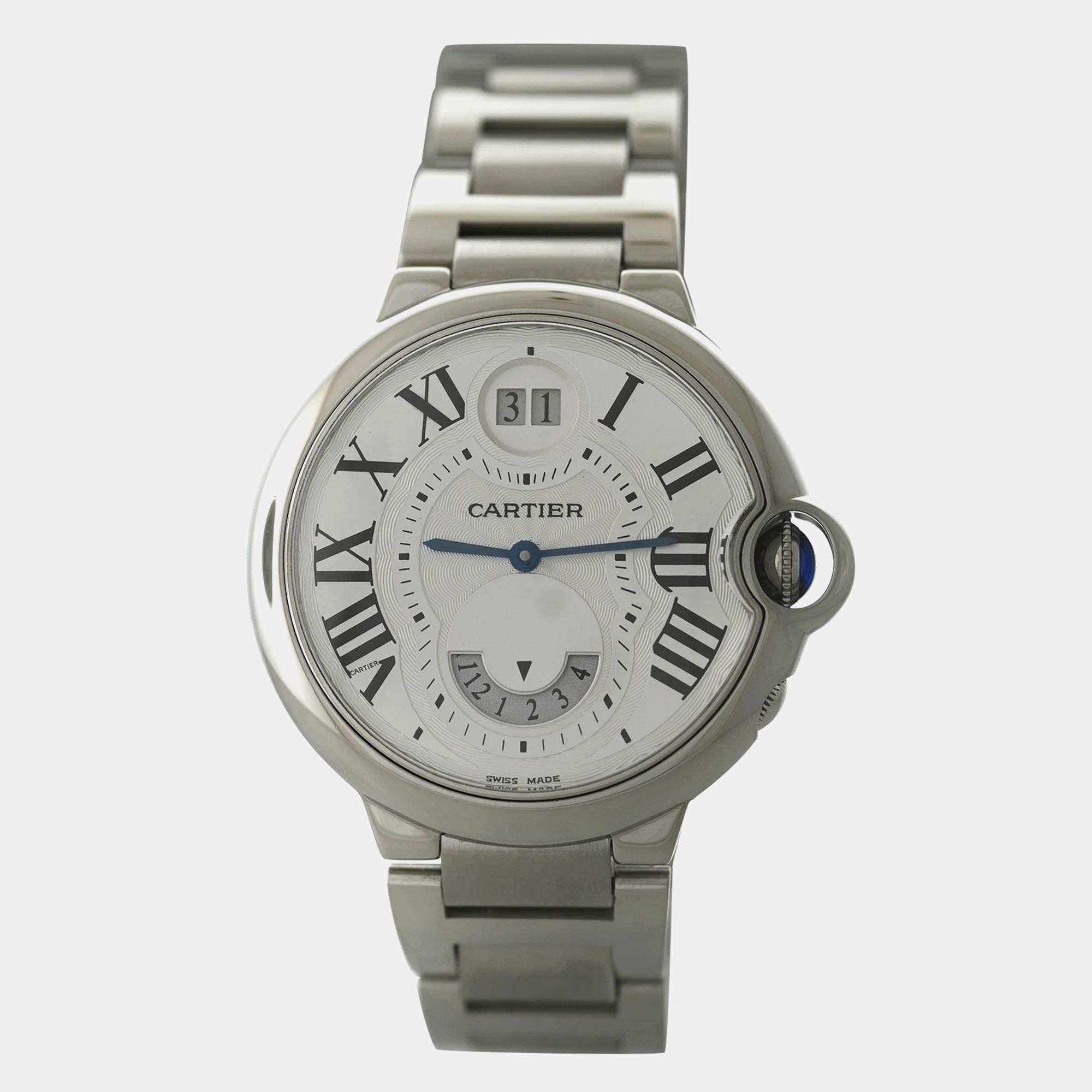 Cartier Silver Stainless Steel Ballon Bleu 3194 Quartz Women's Wristwatch 38.5 mm