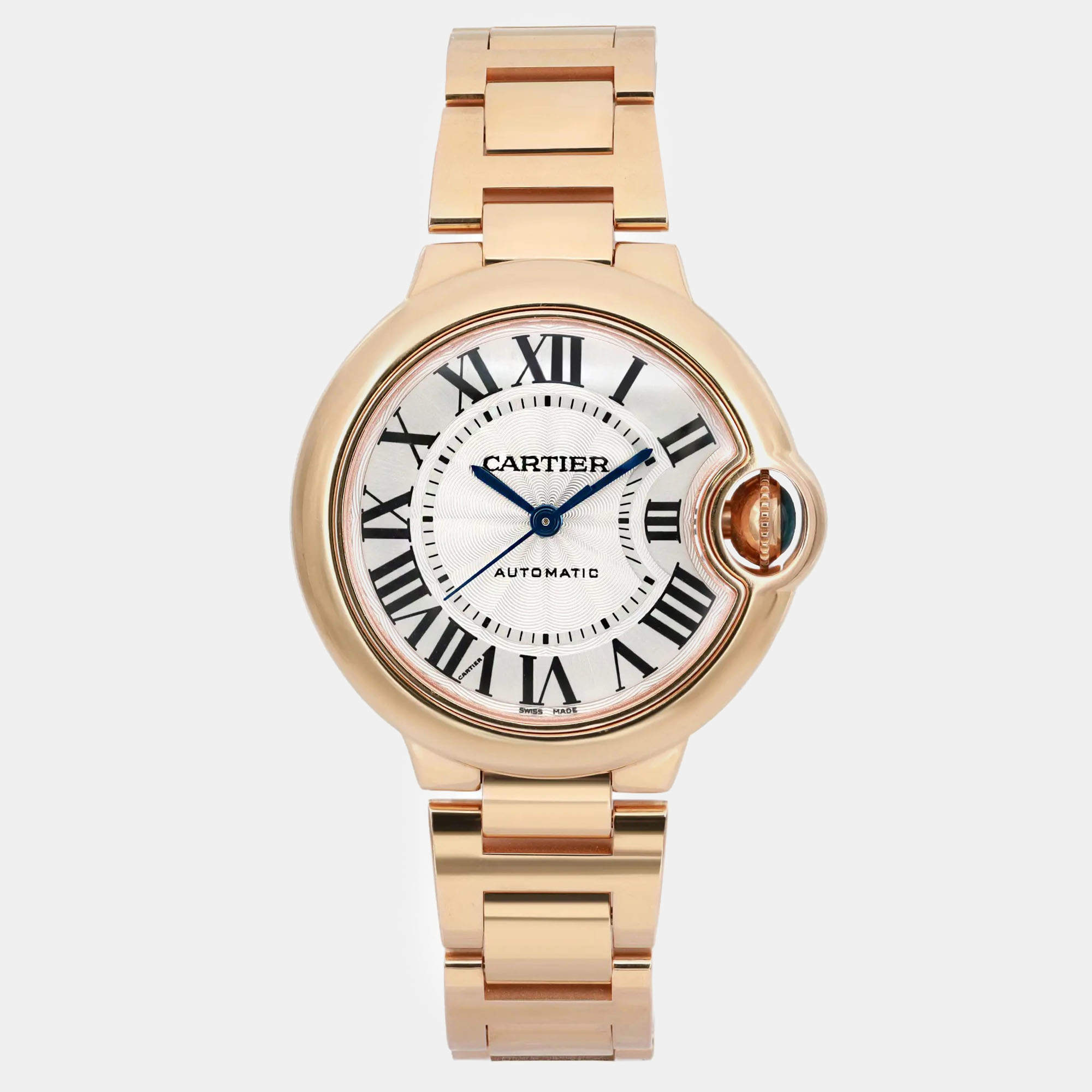 Cartier Silver 18k Rose Gold Ballon Bleu W6920096 Automatic Women's Wristwatch 33 mm