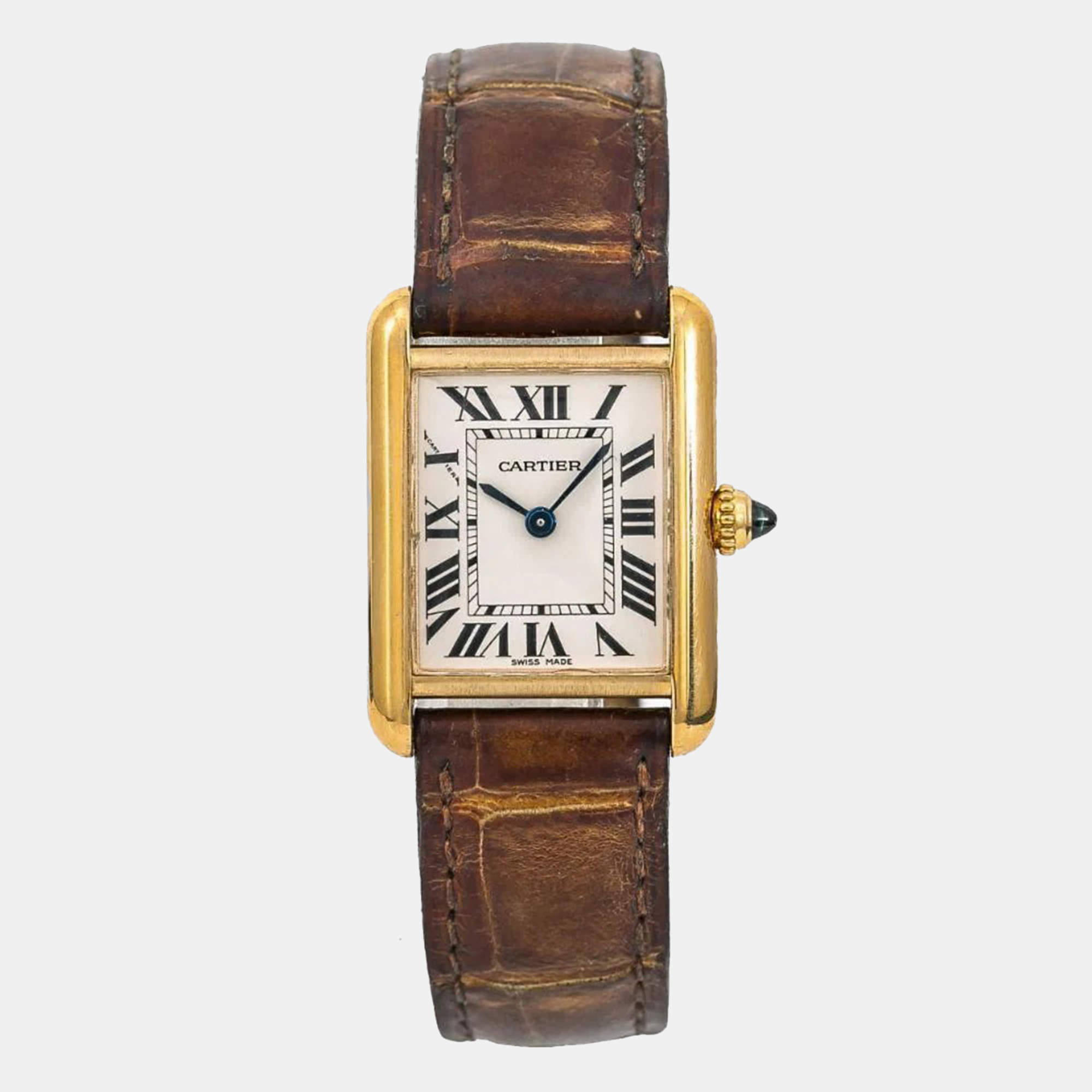 Cartier Tank Louis White 18K Yellow Gold  Quartz Women's Wristwatch 22 mm