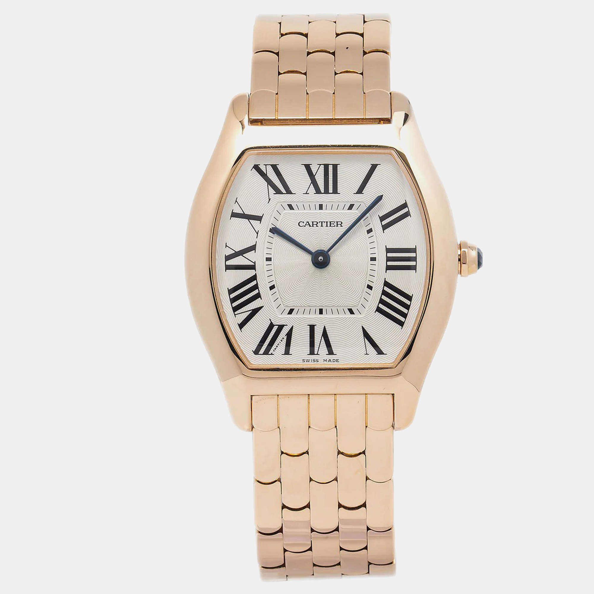 Cartier Silver 18K Rose Gold Tortue W1556366 Manual Winding Women's Wristwatch 31mm