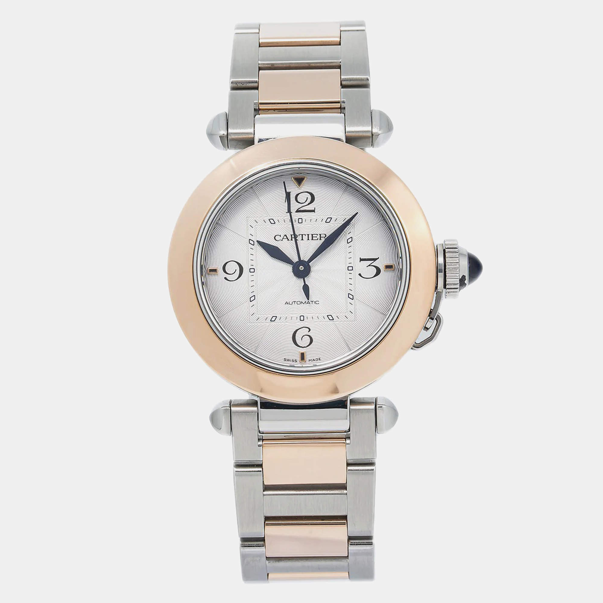 Cartier White 18K Yellow Gold Stainless Steel Pasha W2PA0008 Women's Wristwatch 35mm
