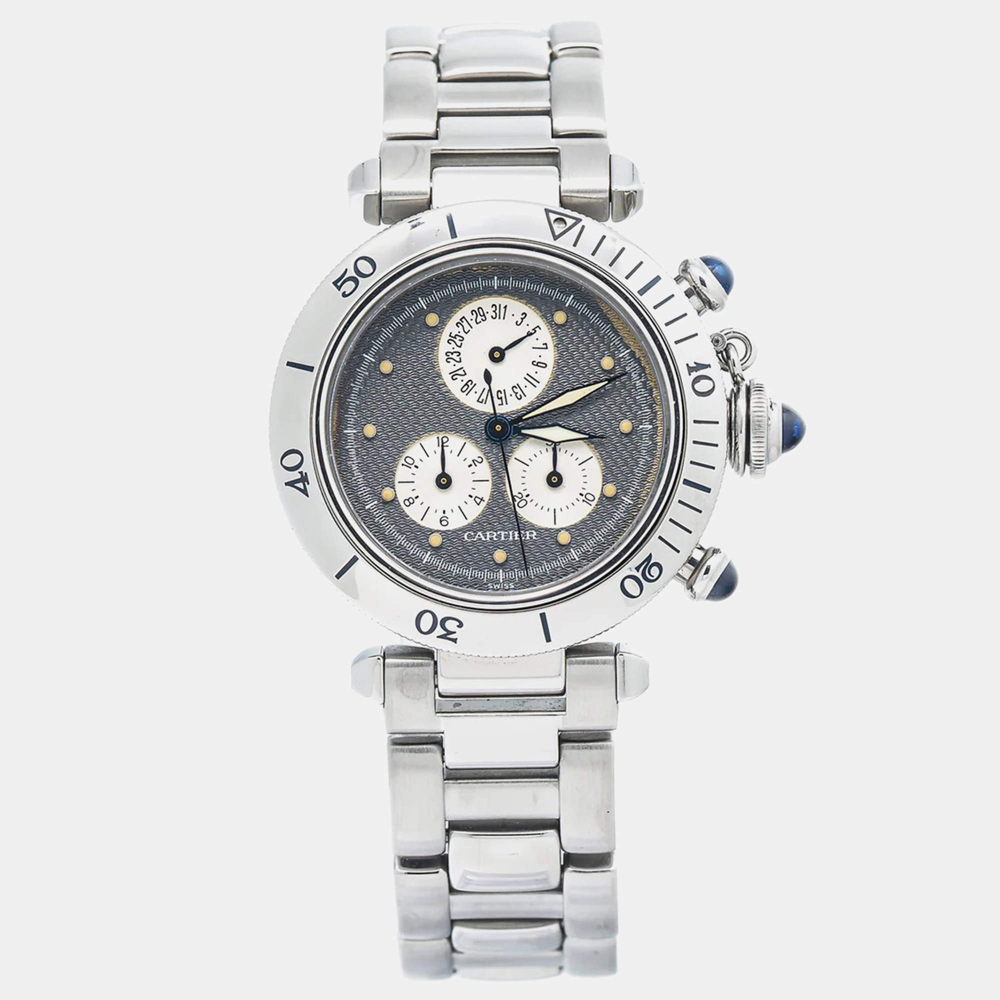 Pre Owned Cartier Grey Stainless Steel Pasha W525395 Quartz Women's Wristwatch 35mm