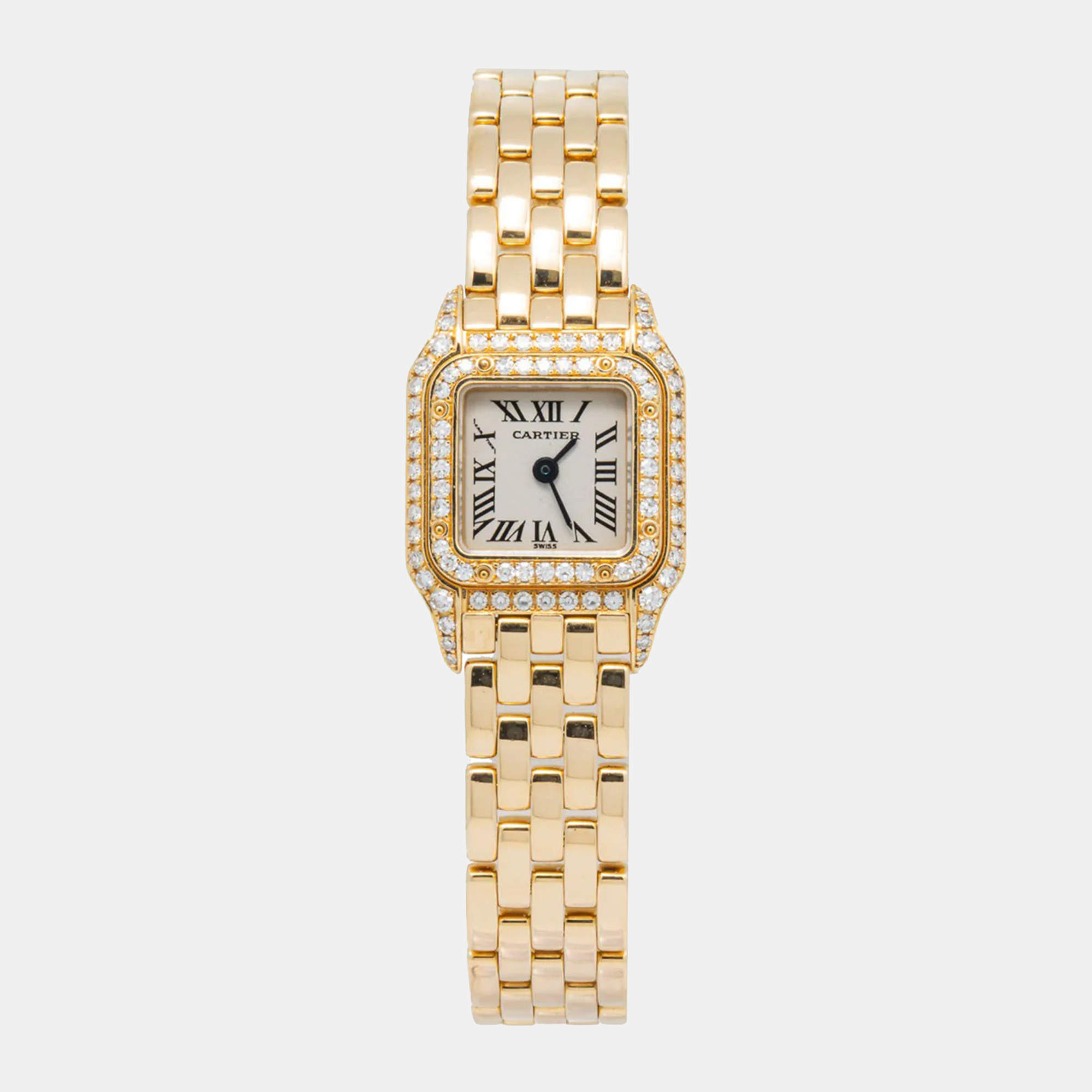 Cartier Panthere 2360 Quartz Cream 18K Yellow Gold Women's Wristwatch 17 mm