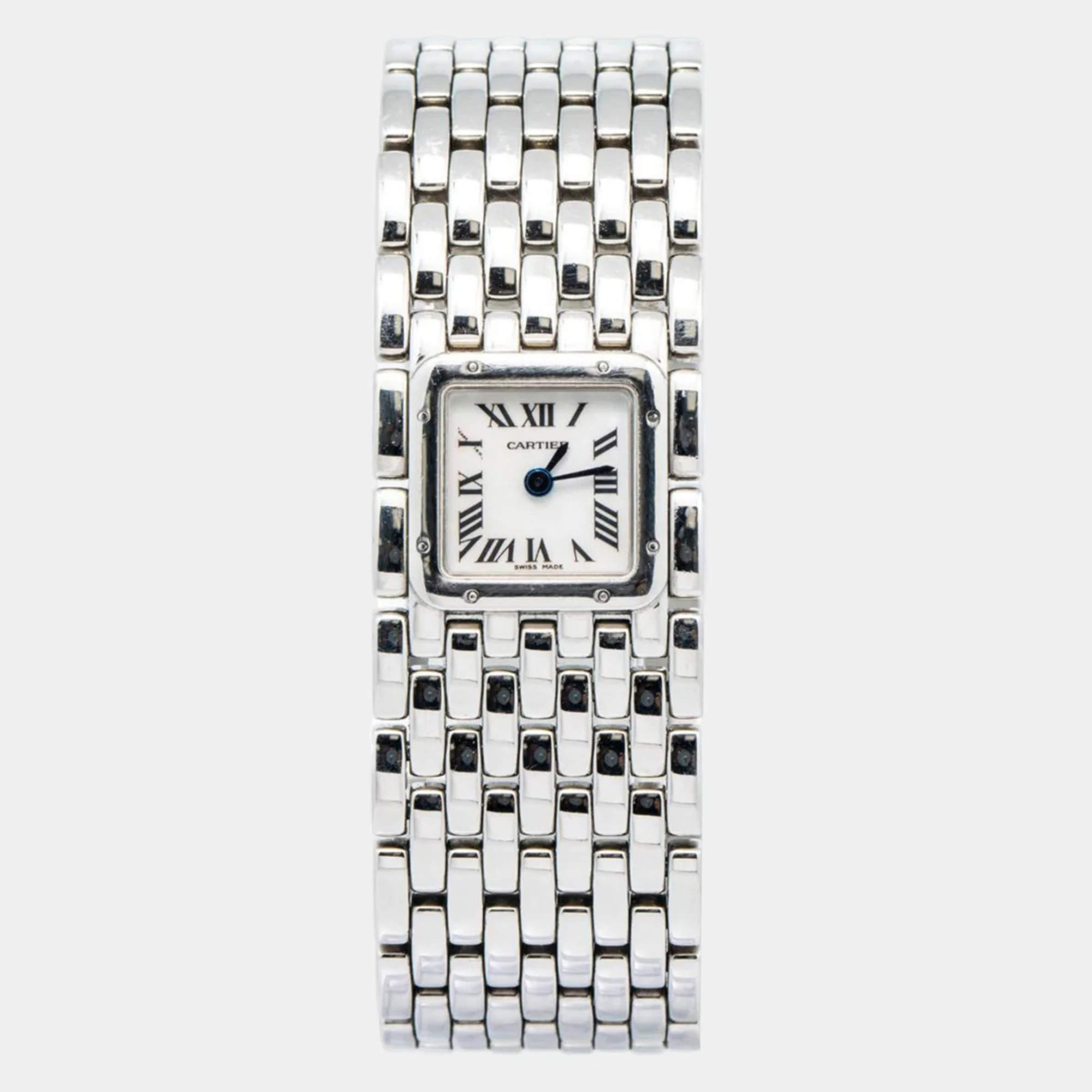 Cartier Panthere Ruban W61001T9 Quartz Mother of Pearl Stainless Steel Women's Wristwatch 21 mm