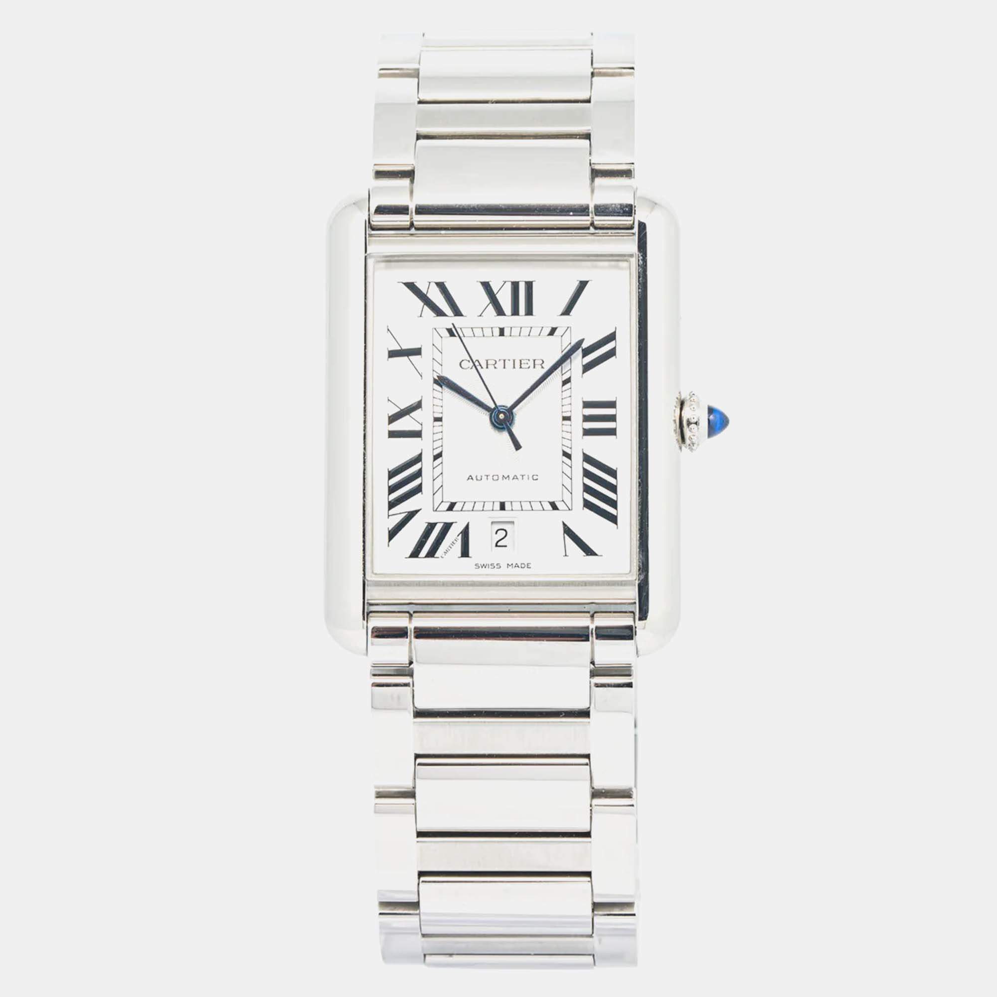 Cartier Tank Must 4324 Silver Stainless-Steel Automatic Women's Wristwatch 31 mm