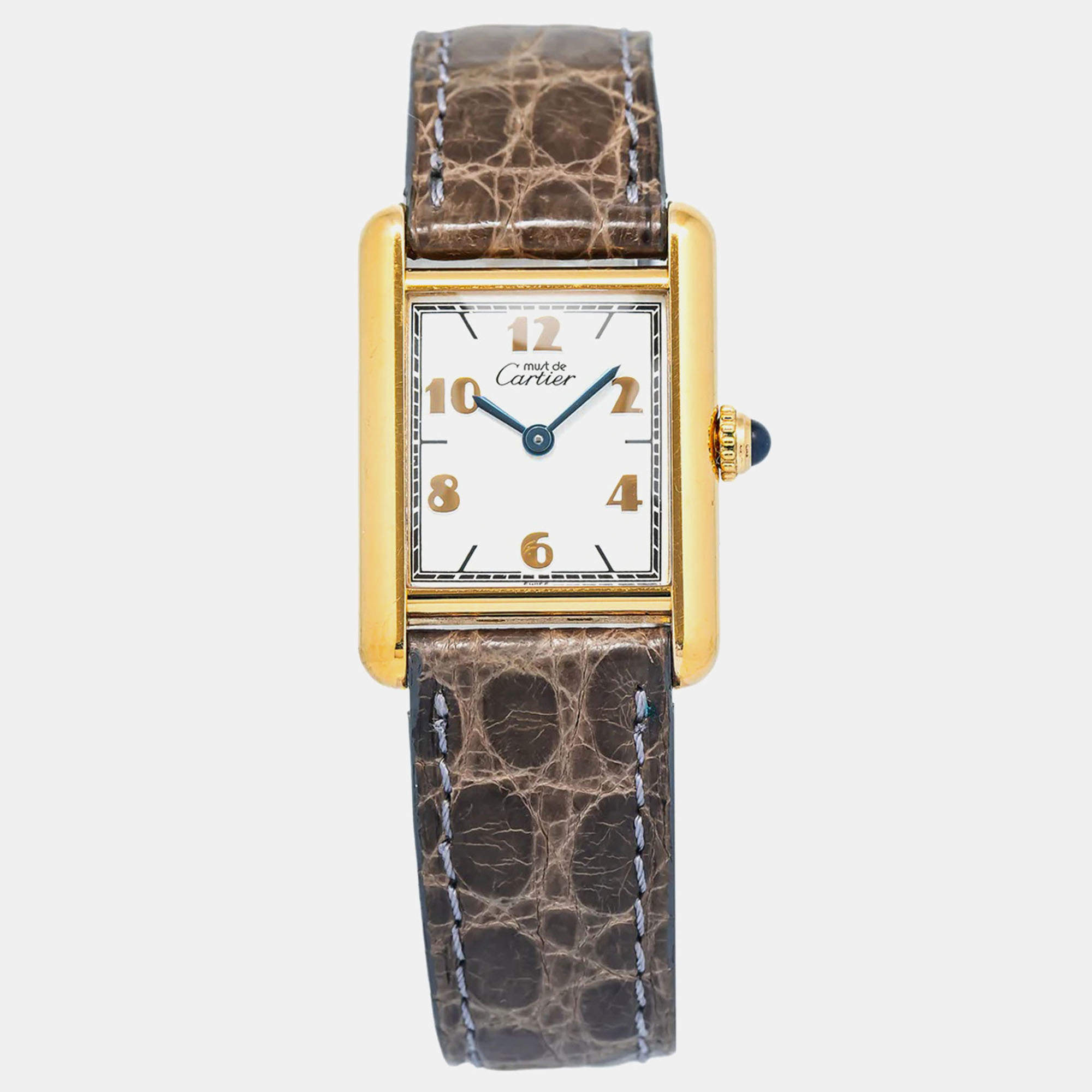 Cartier Vermeil Tank W1008354 Quartz White Gold Plated Women's Wristwatch 20x28 mm