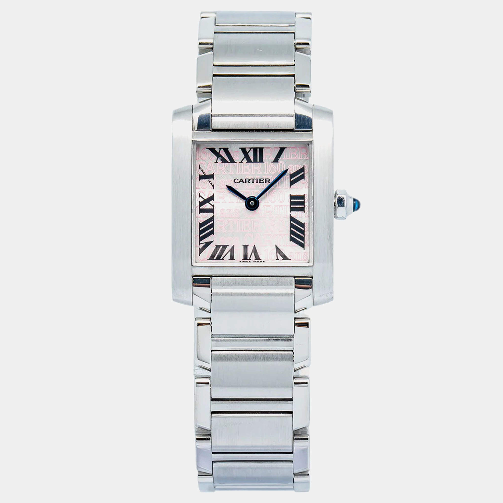 Cartier Tank Francaise W51035Q3 Quartz Pink Stainless Steel Women's Wristwatch 20 mm