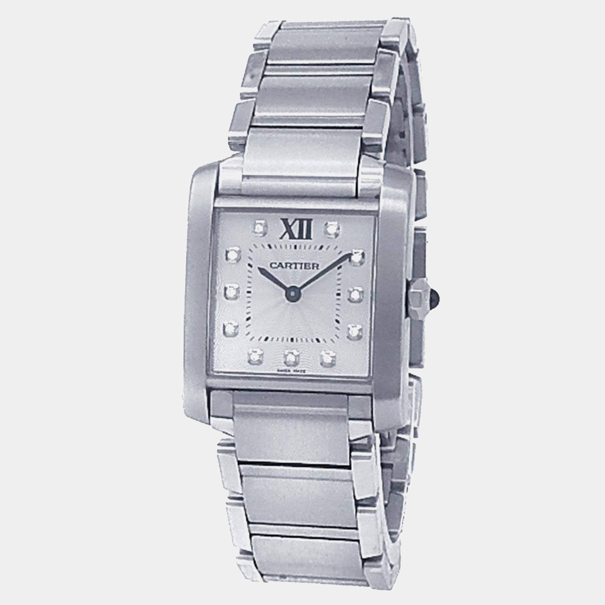 Pre Owned Cartier Tank Francaise WE110007 Quartz Silver Stainless Steel Women's Wristwatch 25 mm
