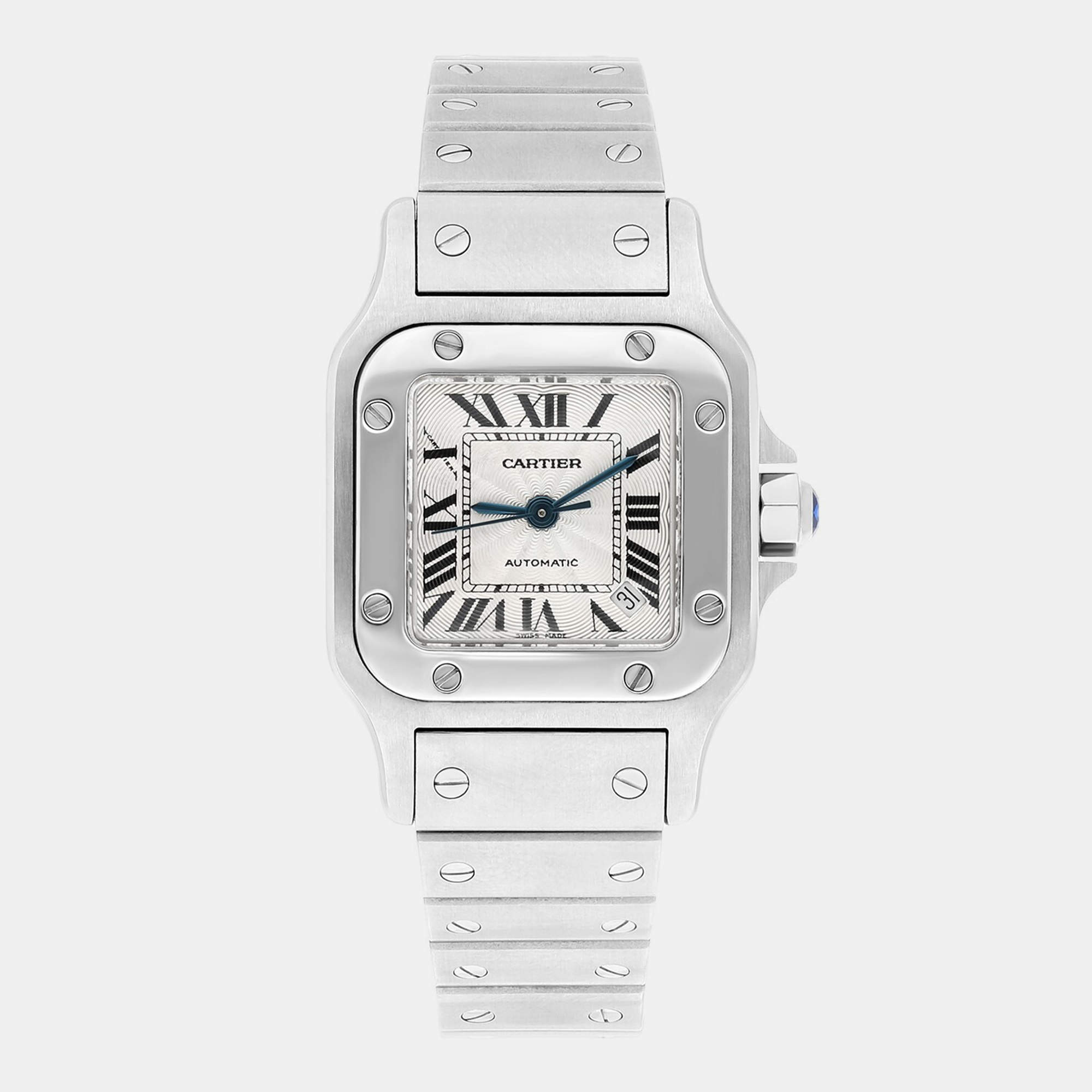 Pre Owned Cartier Santos Galbee W20054D6 Automatic Silver Stainless Steel Women's Wristwatch 24 mm