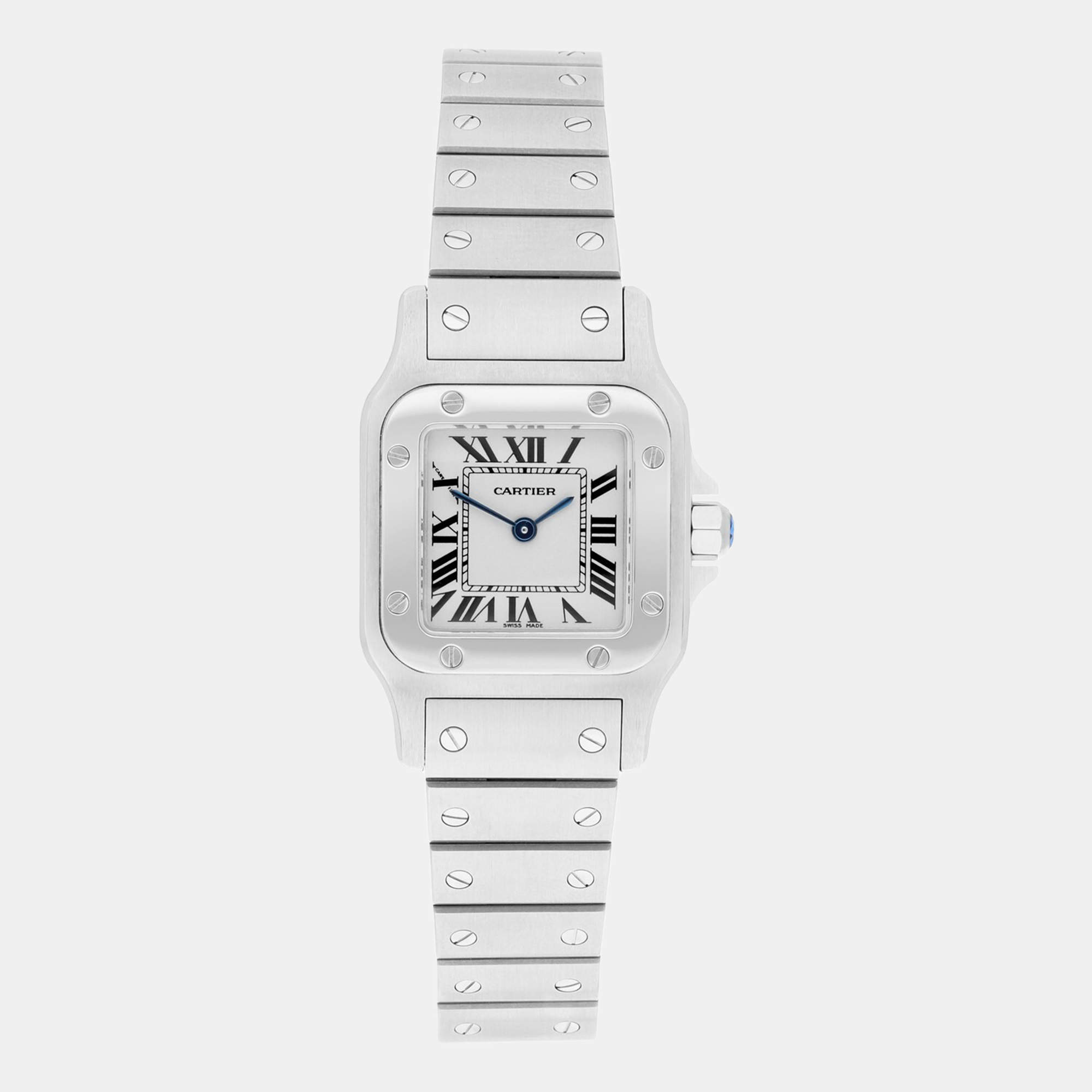 Pre Owned Cartier Santos Galbee W20056D6/1565 Quartz Silver Stainless Steel Women's Wristwatch 24 mm
