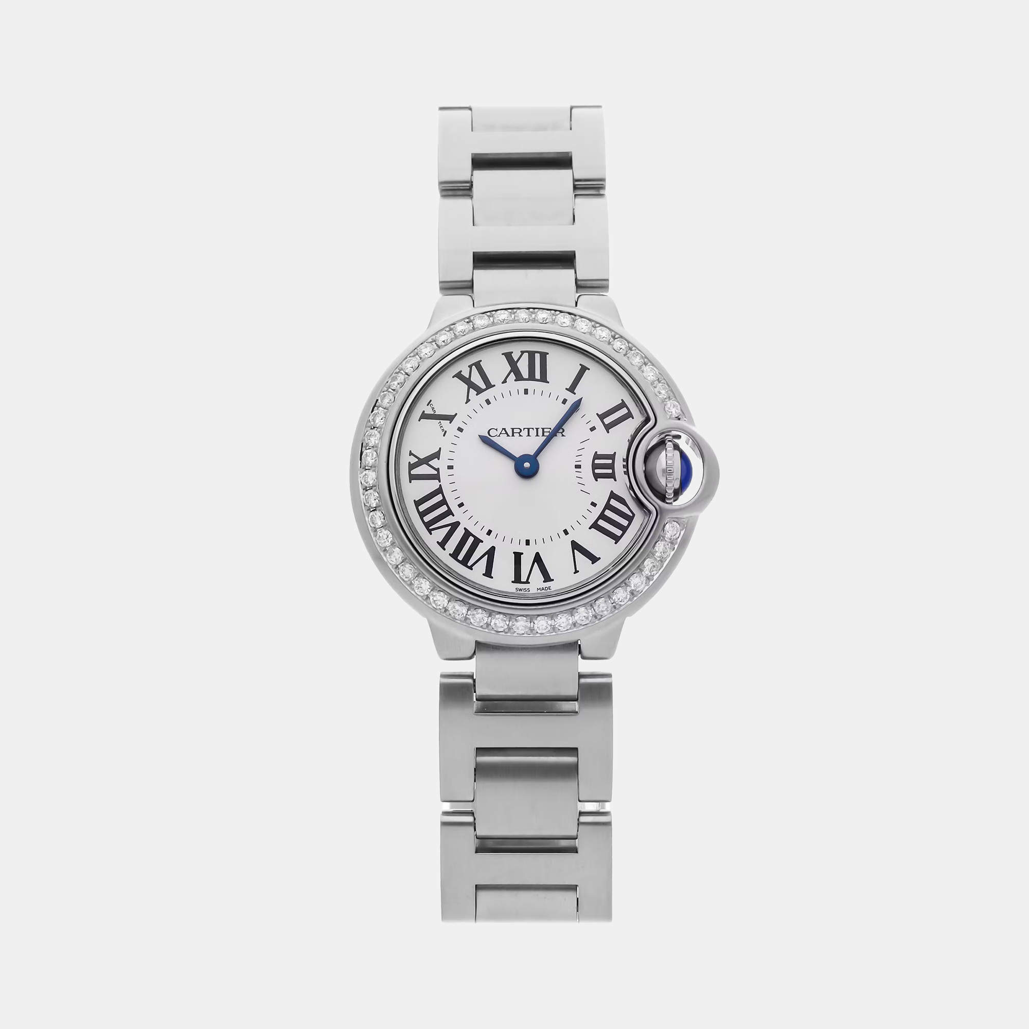 Pre Owned Cartier Ballon Bleu W4BB0015 Quartz White Stainless Steel Women's Wristwatch 28mm