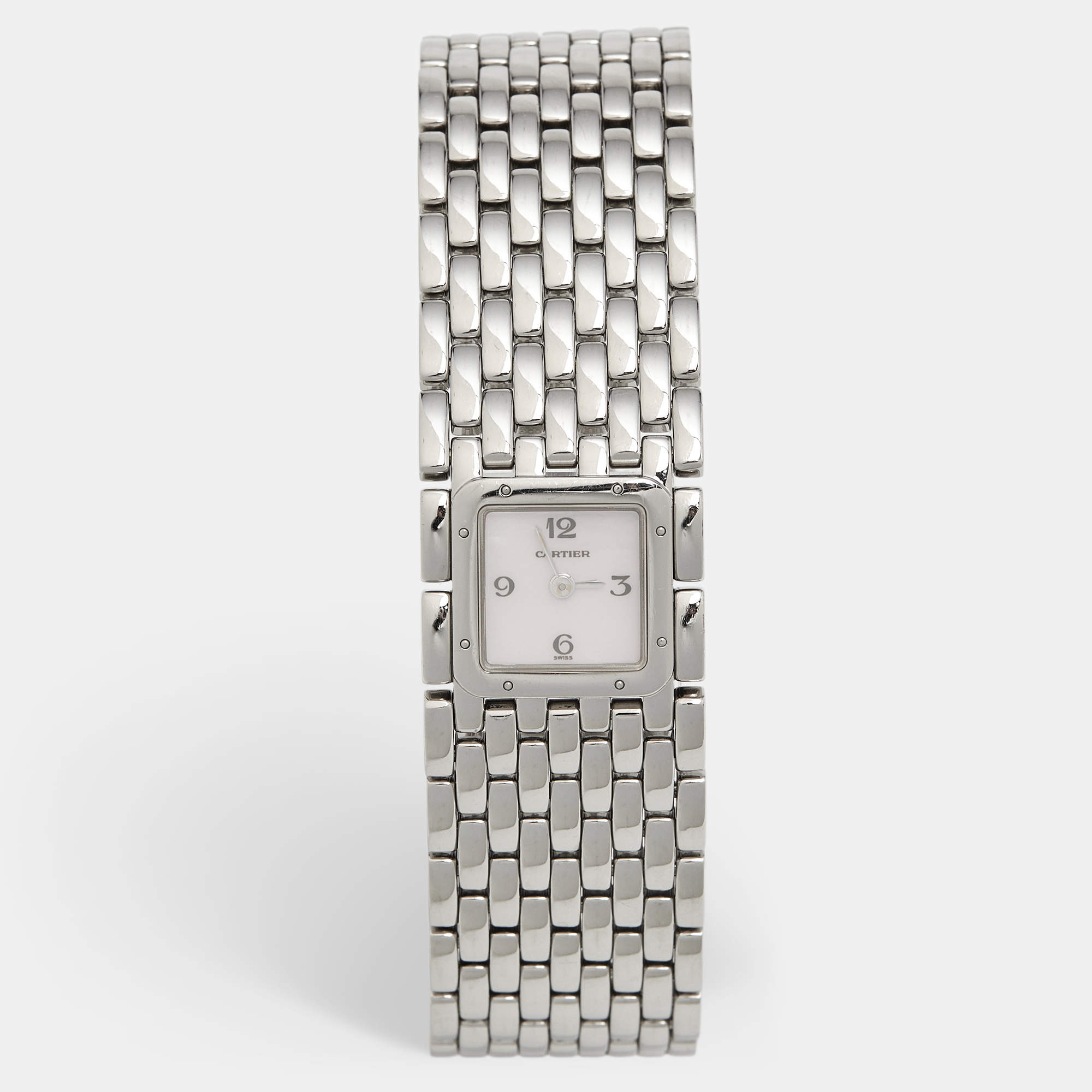 Pre Owned ساعة يد نسائية كارتييه بانثر روبان ستانلس ستيل فضة 21 مم