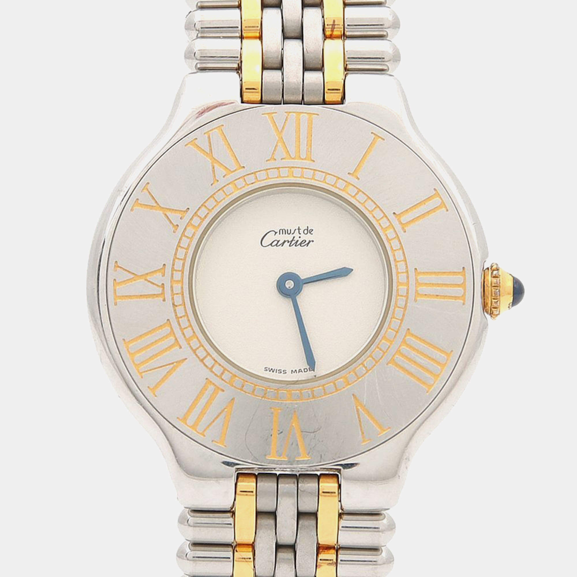 Pre Owned Cartier Must de Cartier W10050F4 Quartz Cream Stainless Steel Women's Wristwatch 31 mm