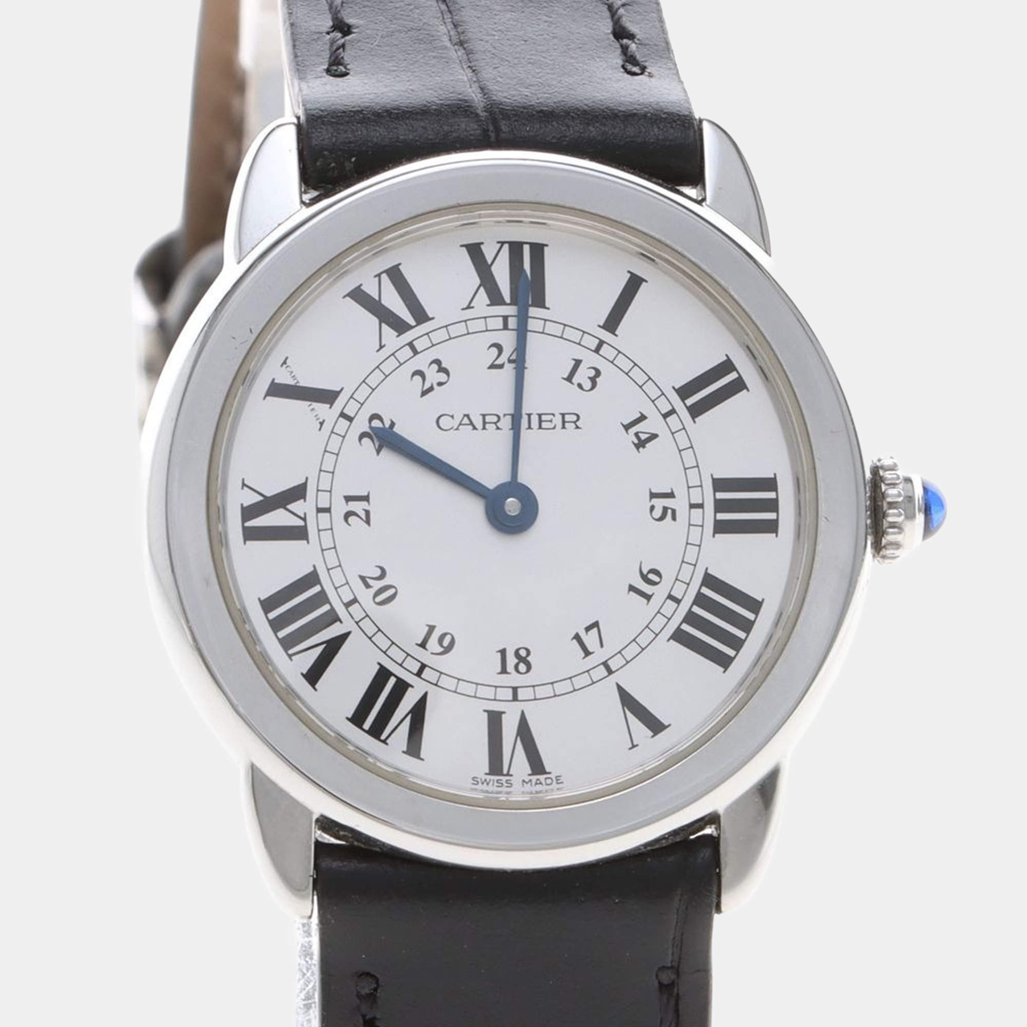 Pre Owned Cartier Ronde Solo W6700155 Quartz Stainless Steel Womens Wristwatch 29.5 mm