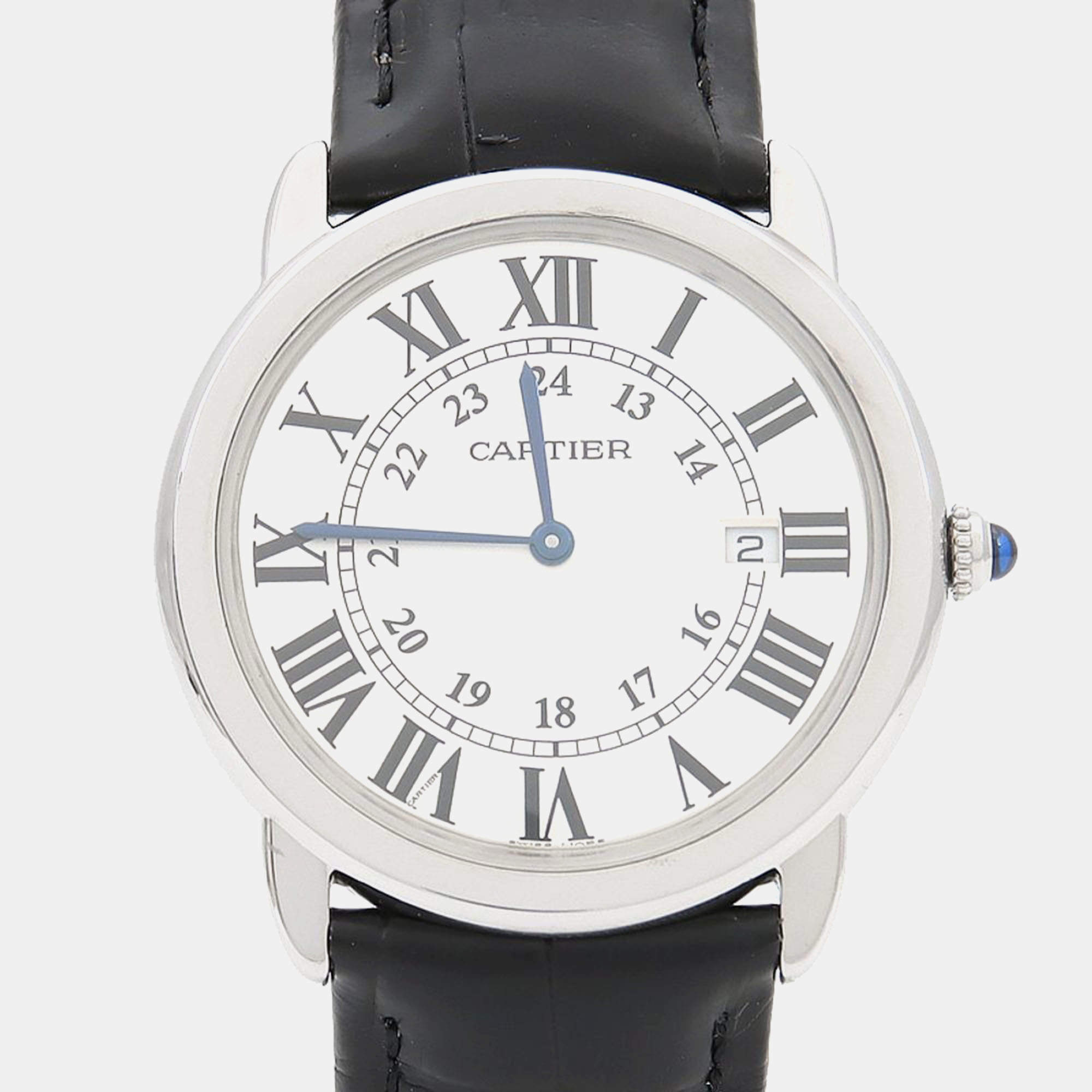 Pre Owned Cartier Ronde Solo W6700255 Quartz Stainless Steel Mens Wristwatch 36 mm