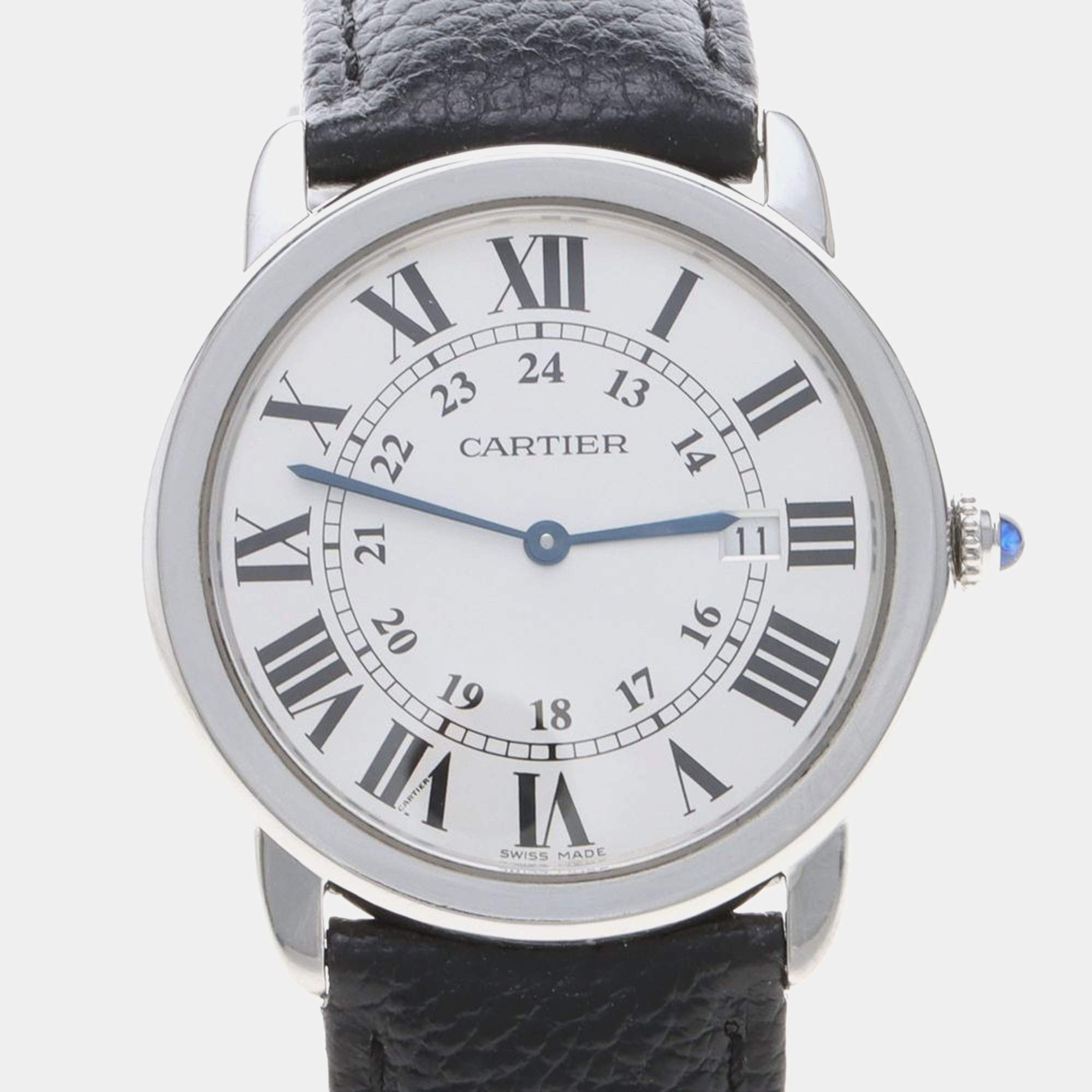 Pre Owned Cartier Ronde Solo W6700255 Quartz Stainless Steel Men's Wristwatch 36 mm