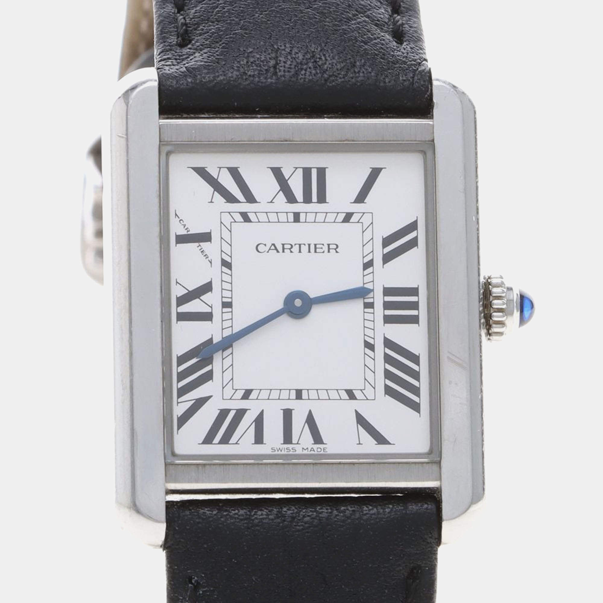 Pre Owned Cartier Tank Solo WSTA0030 Quartz Stainless Steel Womens Wristwatch 24.5 mm