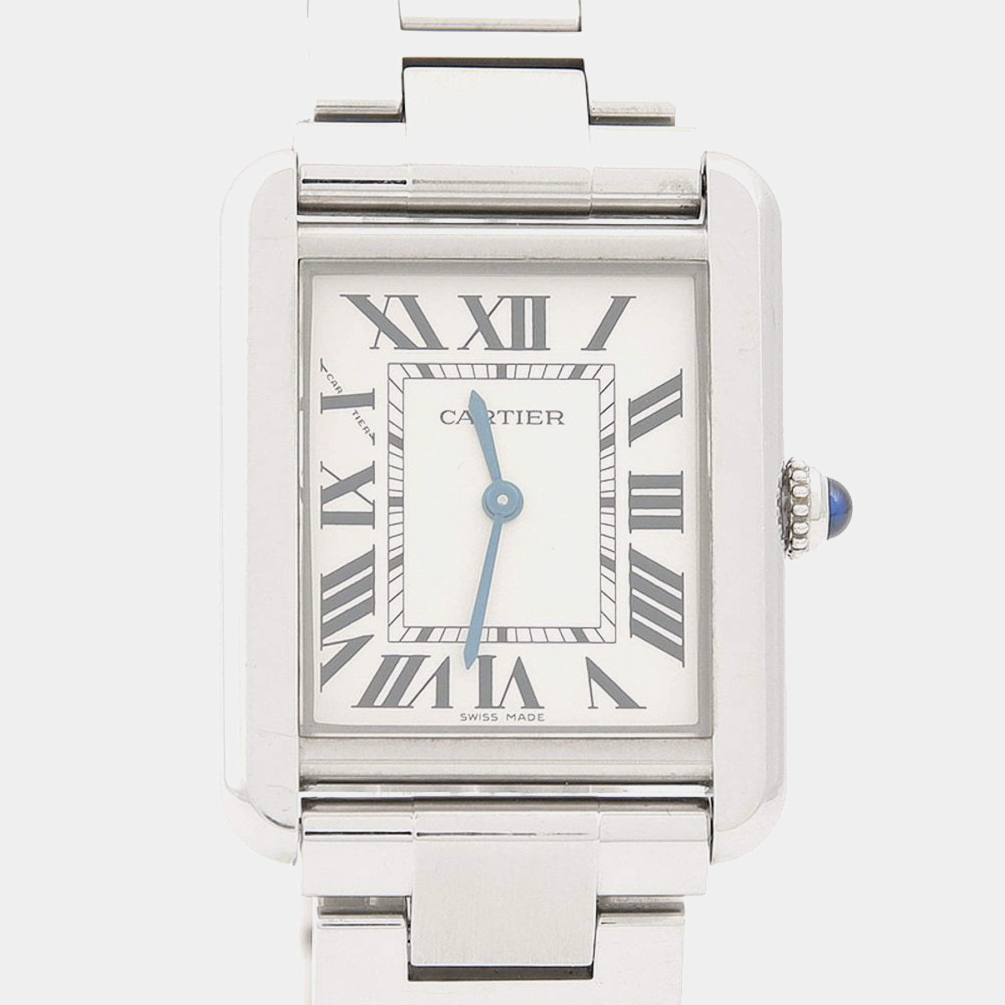 Pre Owned Cartier Tank Solo W5200013 Quartz Stainless Steel Womens Wristwatch 24.5 mm