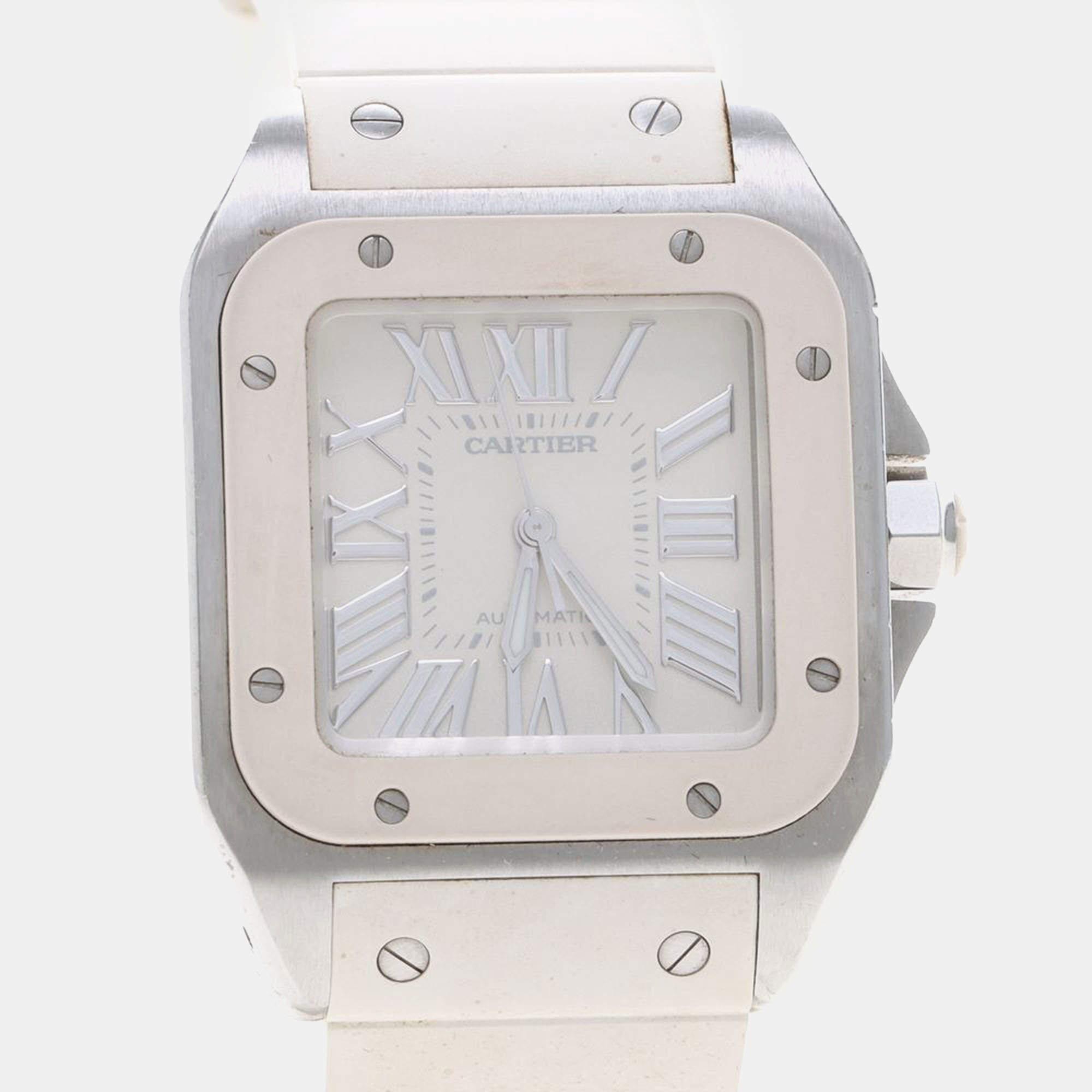 Pre Owned Cartier Santos 100 W20122U2 Automatic Stainless Steel Men's Wristwatch 33 mm