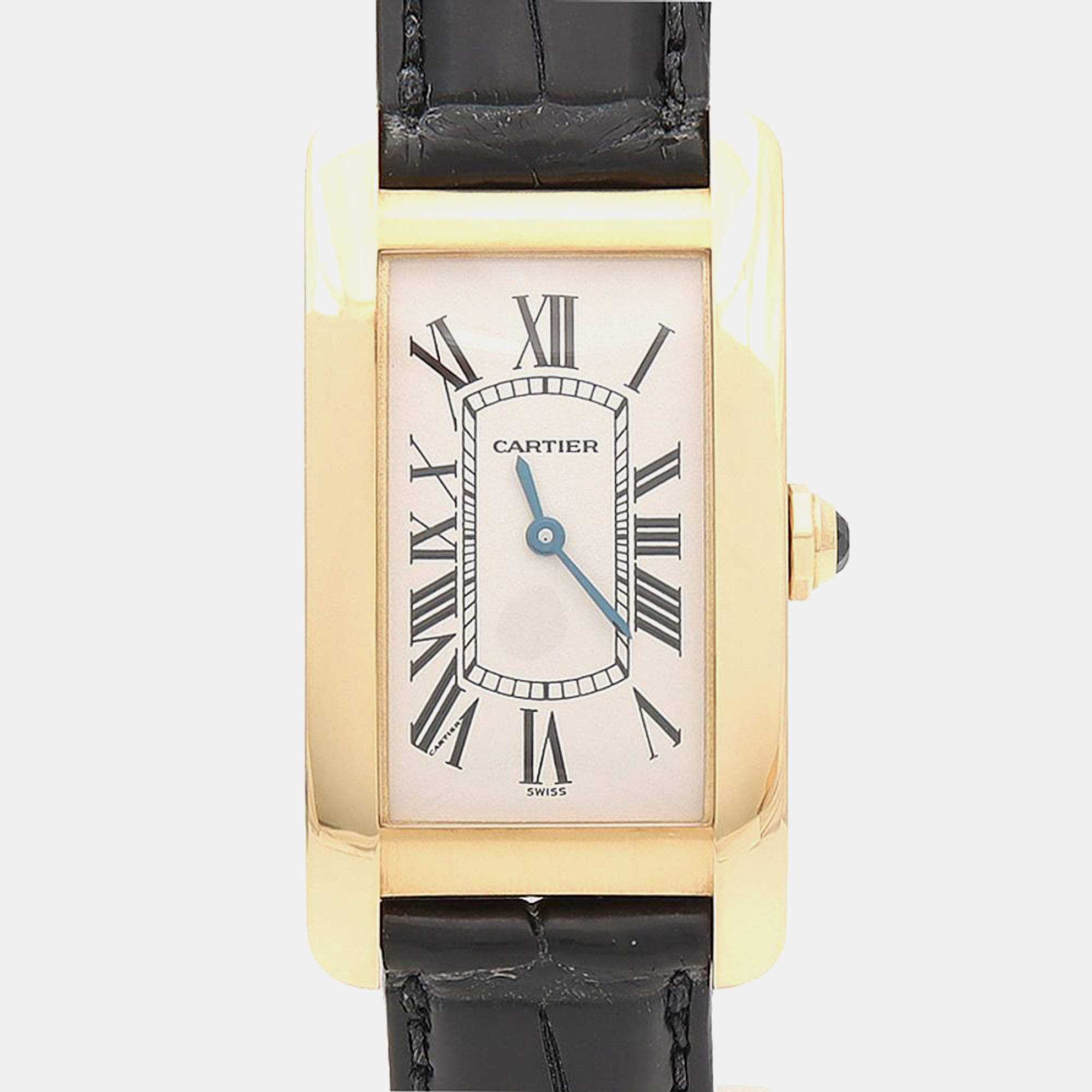 مملوكة مسبقًا Cartier Tank Americaine W2601456 Quartz Yellow Gold Women's Wristwatch 22.5 mm
