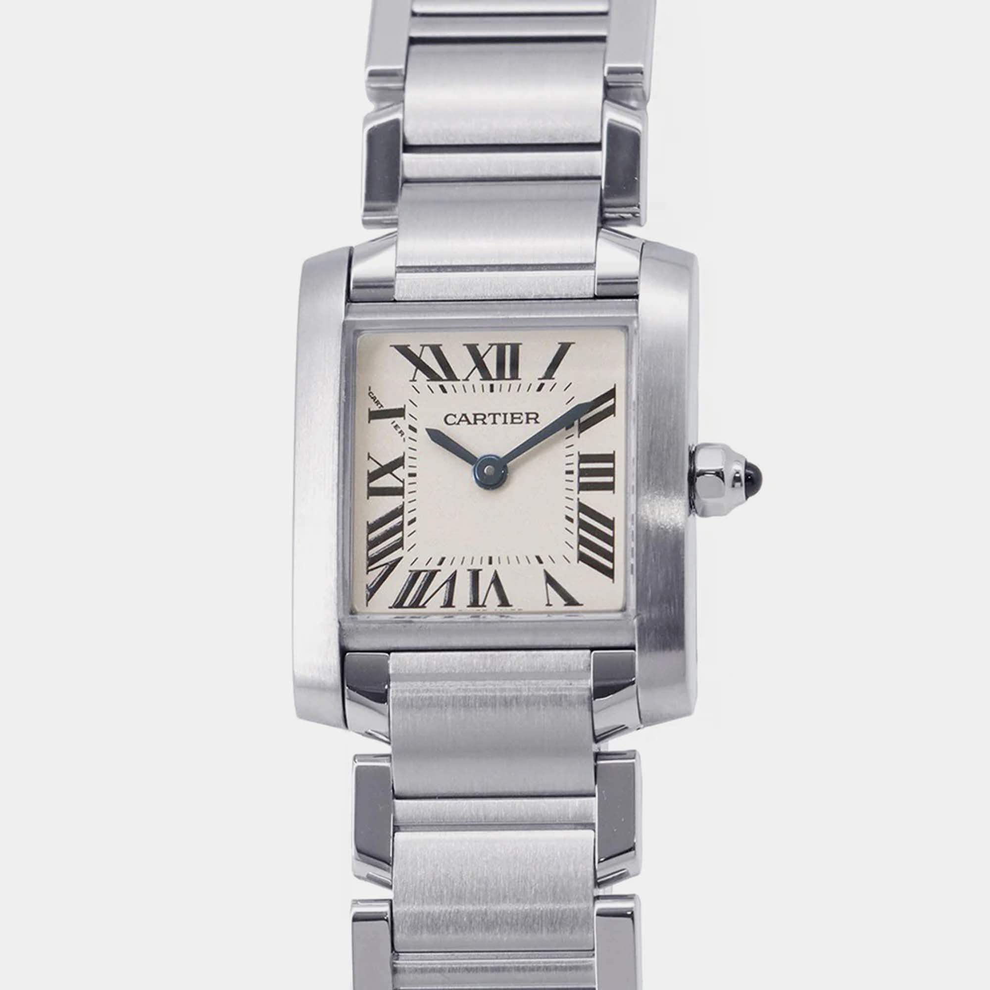 Pre Owned Cartier Tank Francaise W51008Q3 Quartz Silver Stainless Steel Women's Wristwatch 20 mm